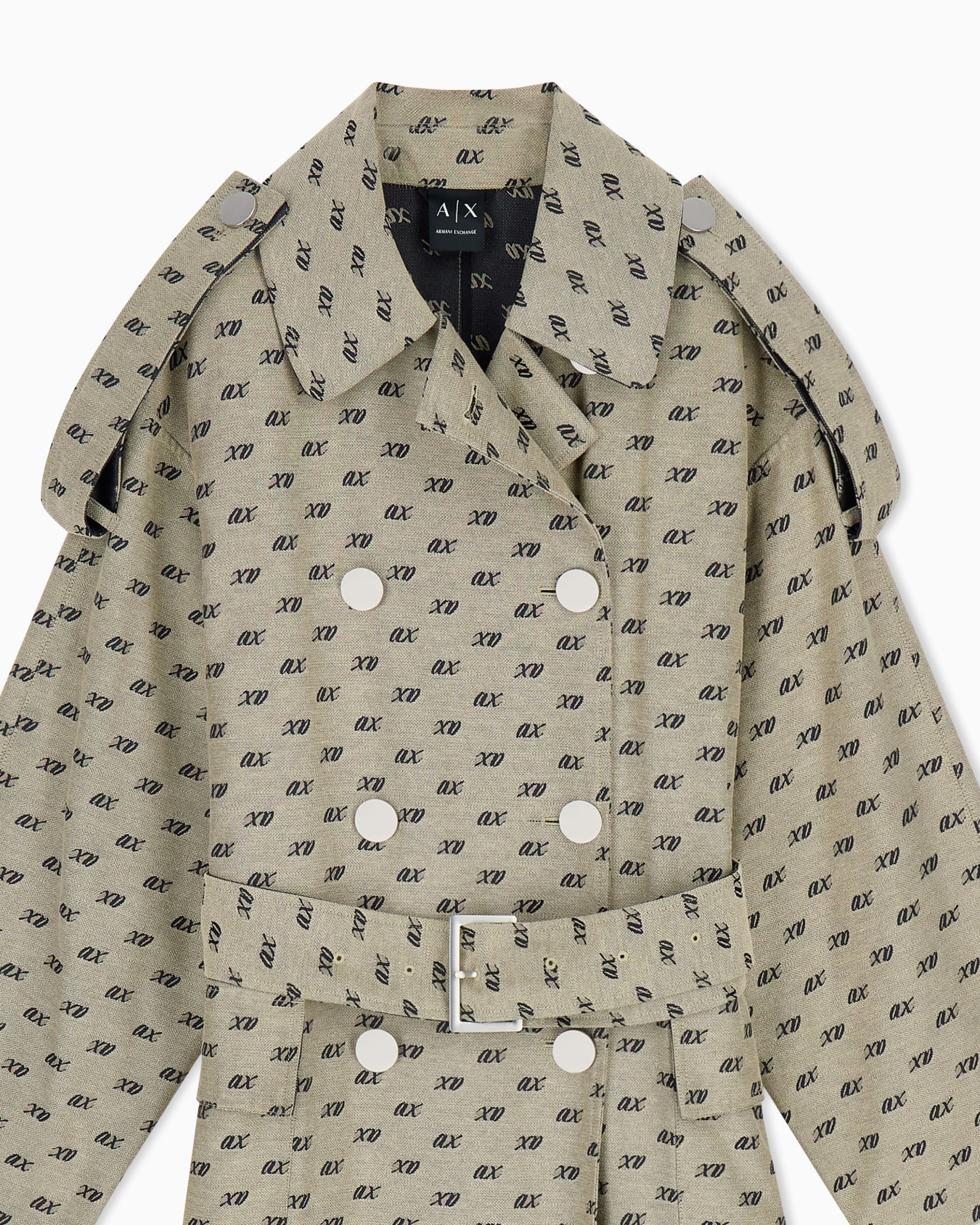 Trench coat in cotton with allover jacquard Slide 3
