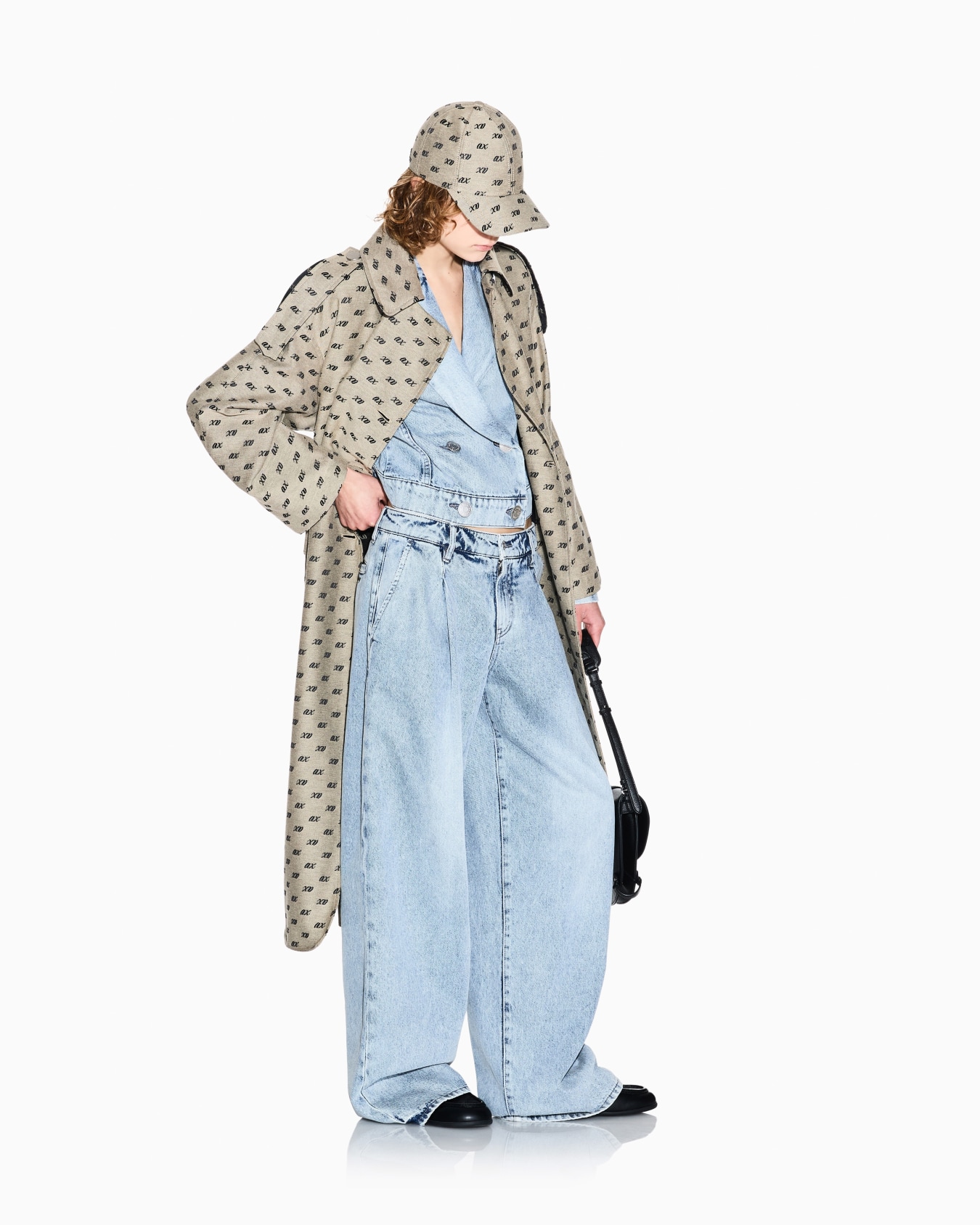 Trench coat in cotton with allover jacquard Slide 1