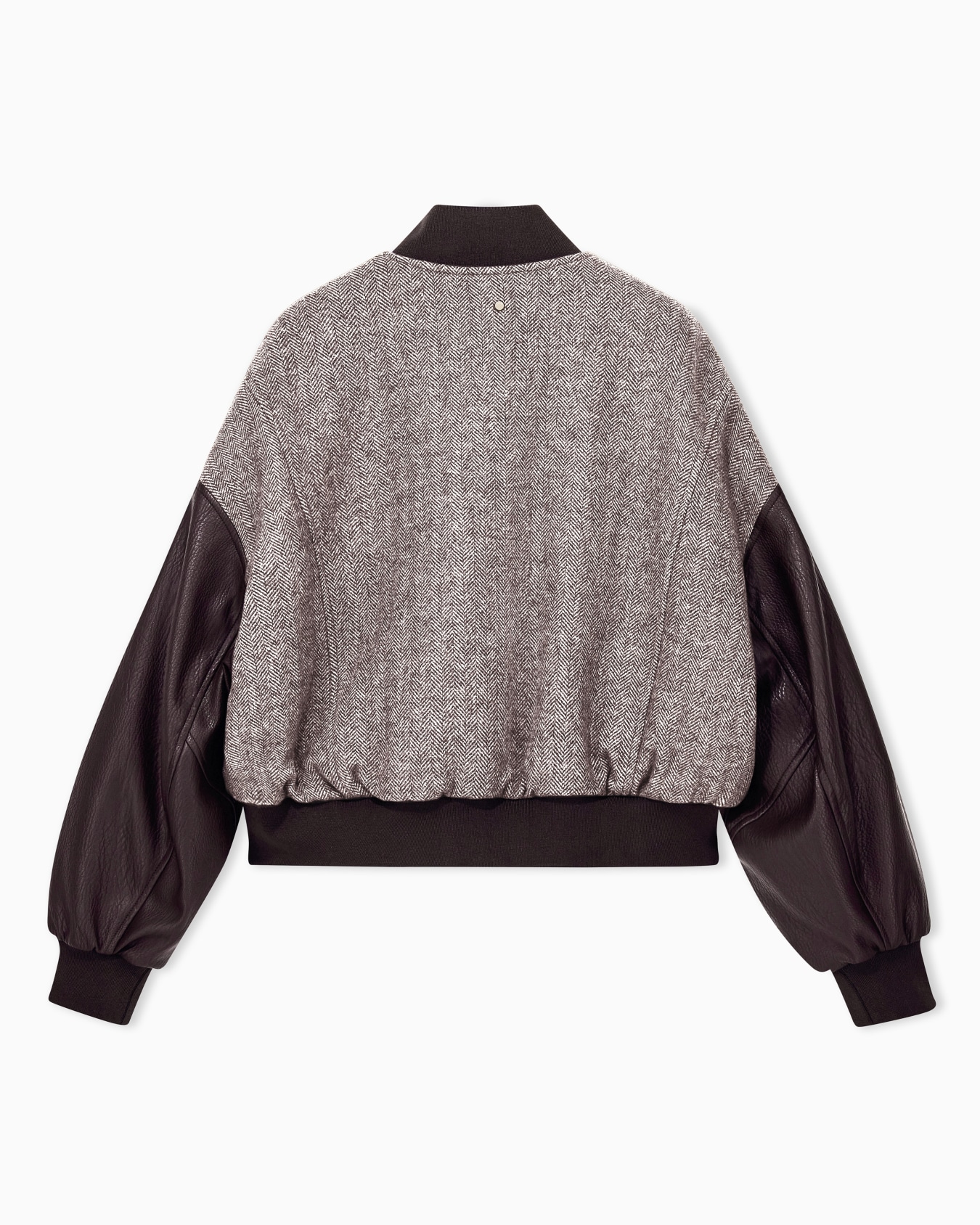 Cazadora bomber de lana en espiga con mangas efecto piel Diapositiva 2