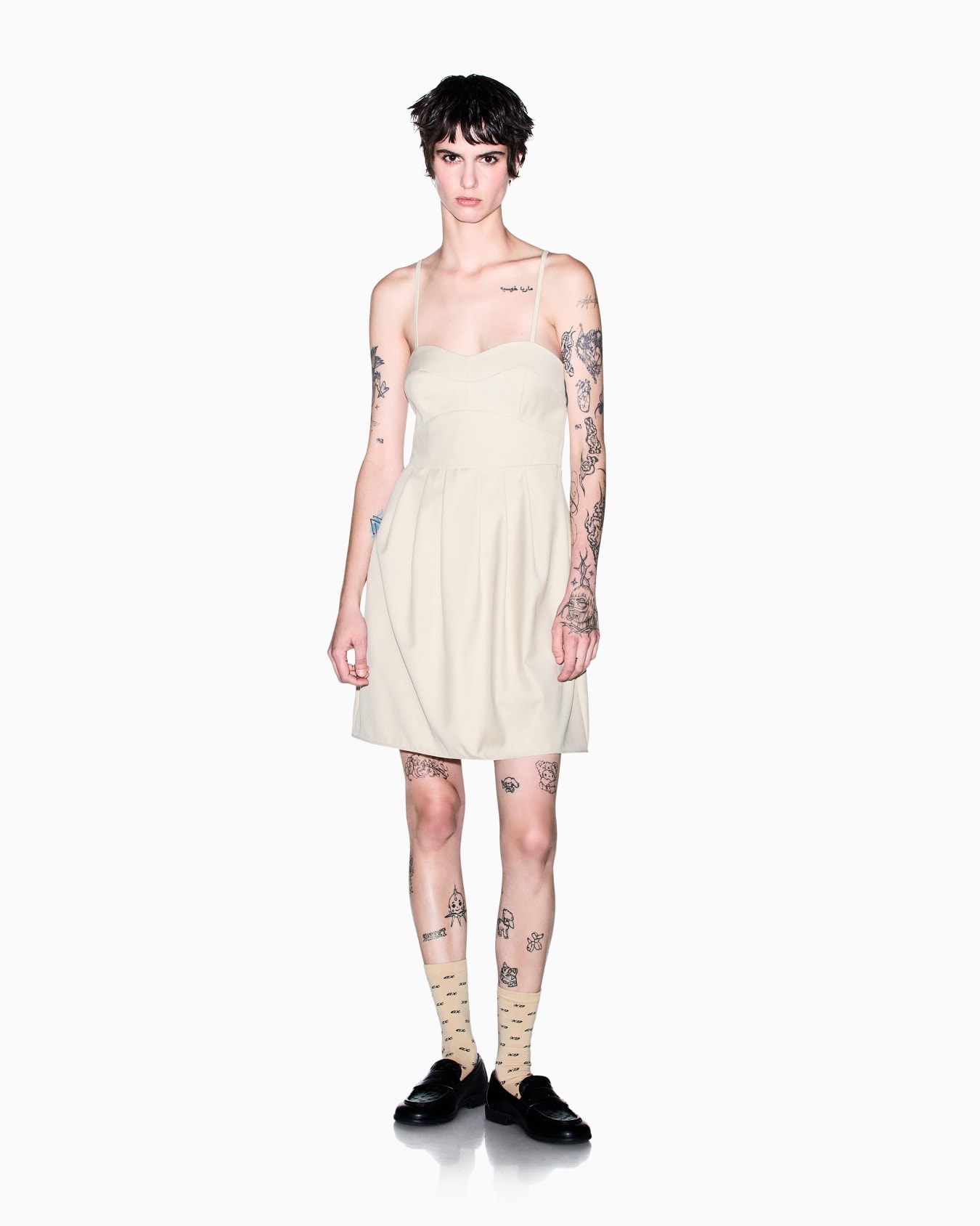 slim fit dress in viscose and wool Slide 1