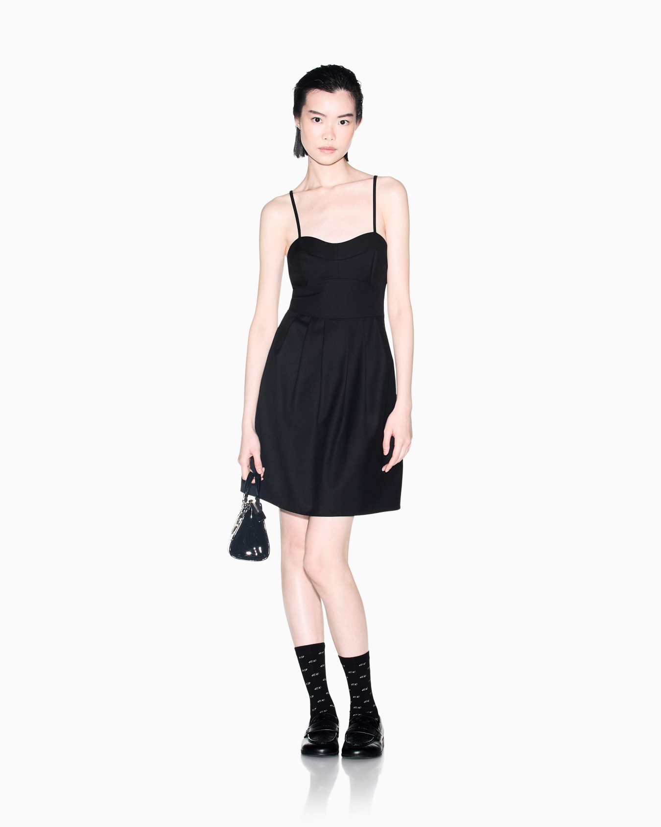 slim fit dress in viscose and wool Slide 1