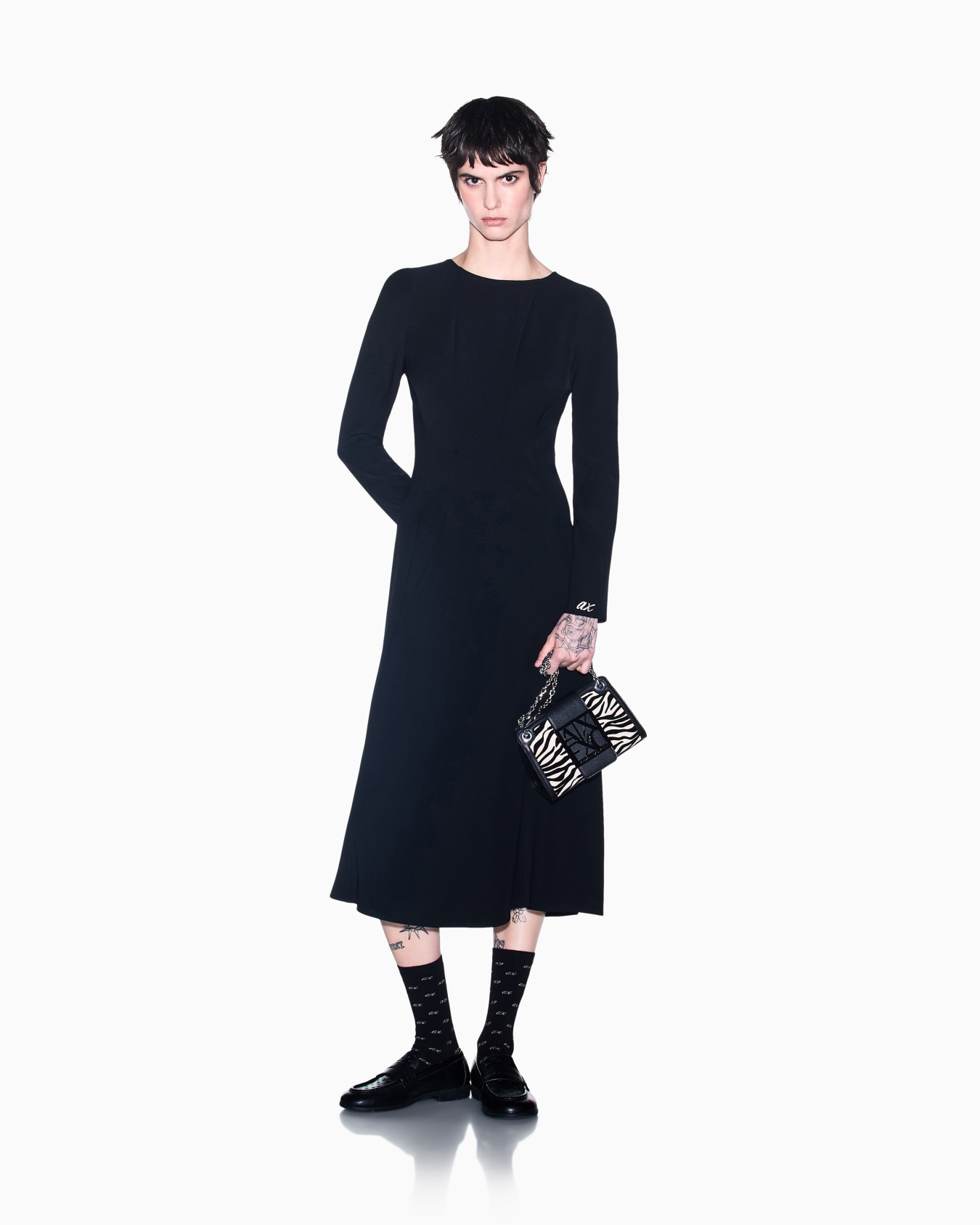 regular fit dress in recycled twill with rib details Slide 1
