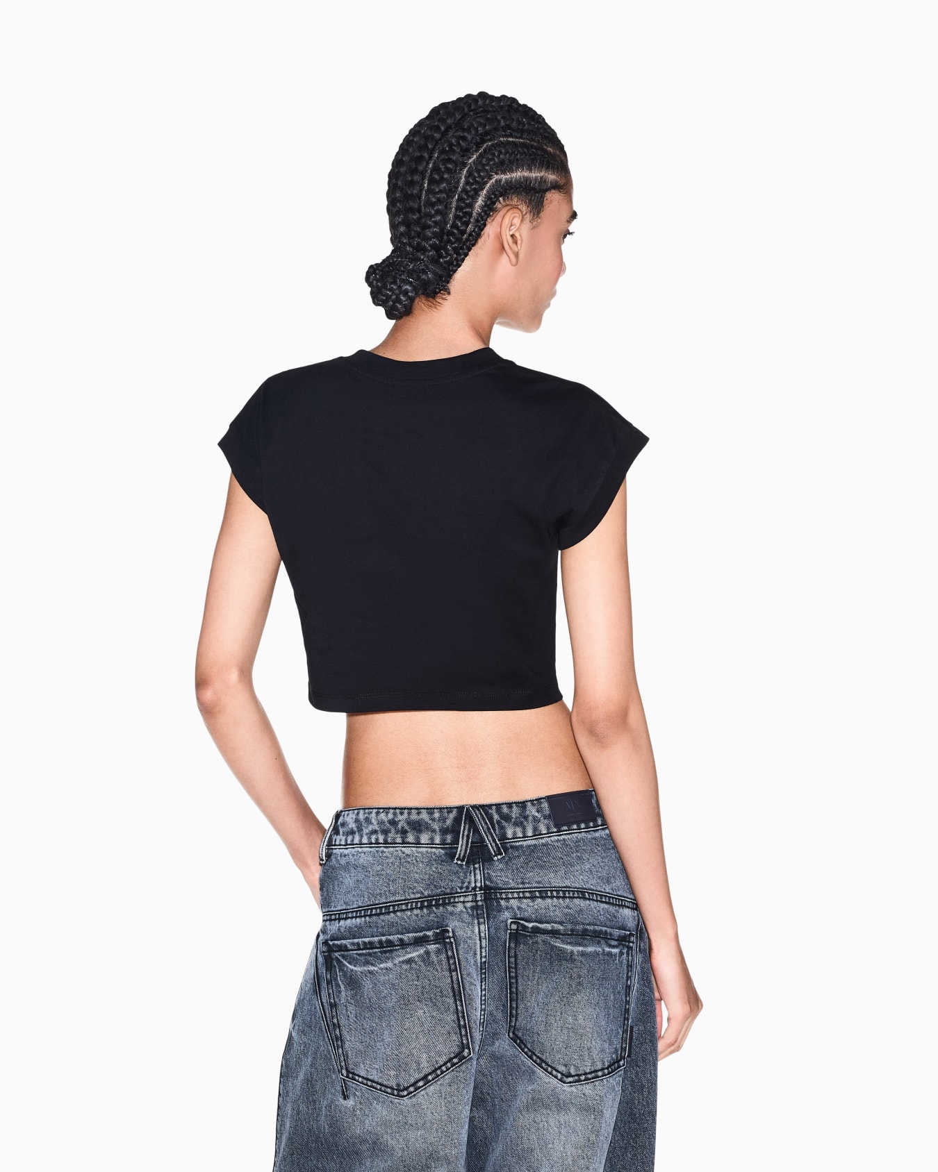 Camiseta corta de algodón orgánico con cuello redondo Diapositiva 5