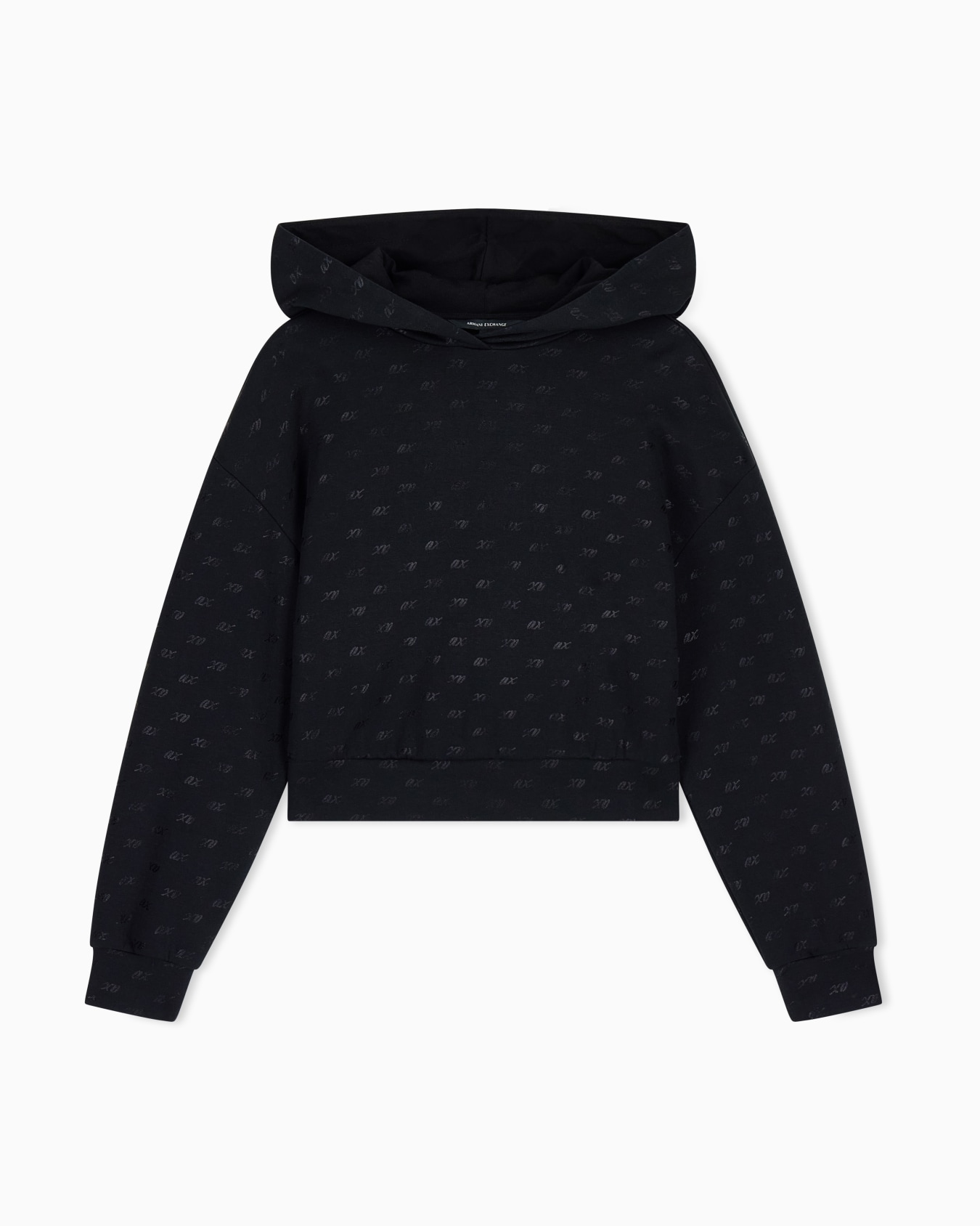 Felpa con cappuccio in cotone organico e logo allover Slide 0