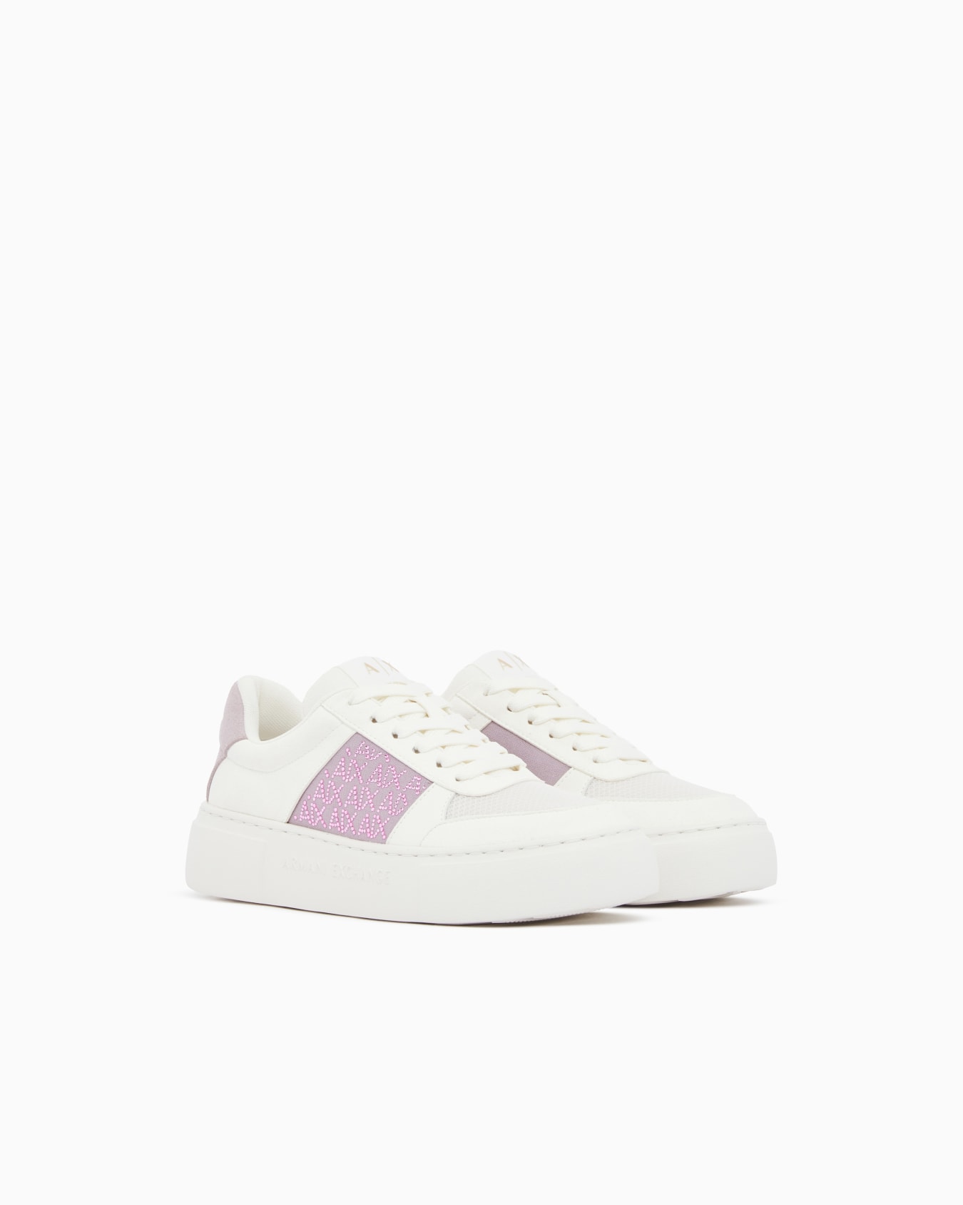 Lace-up low-top sneakers in textured mesh with a thick sole Slide 1