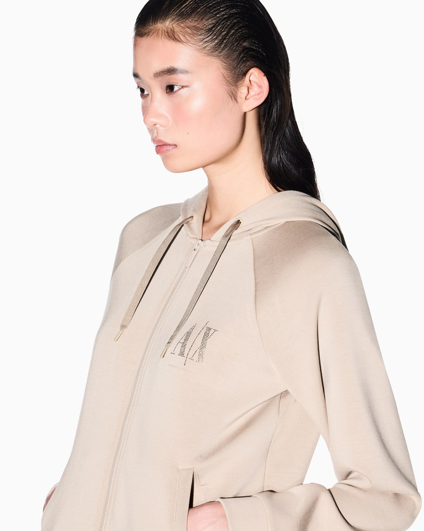 Zip-up fleece in mixed fabric Diapositive 4