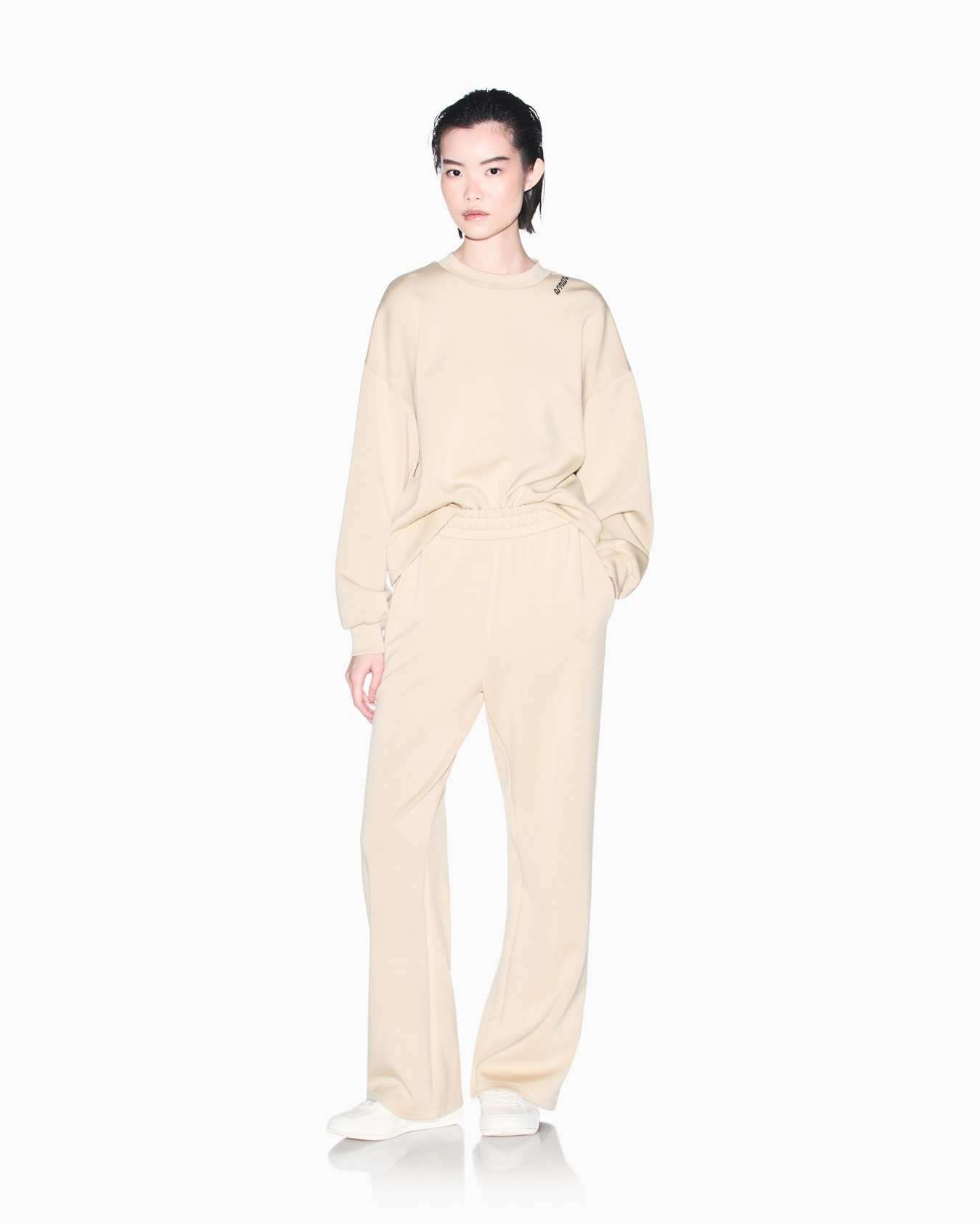 sweatshirt in stretch scuba viscose with hood Slide 1