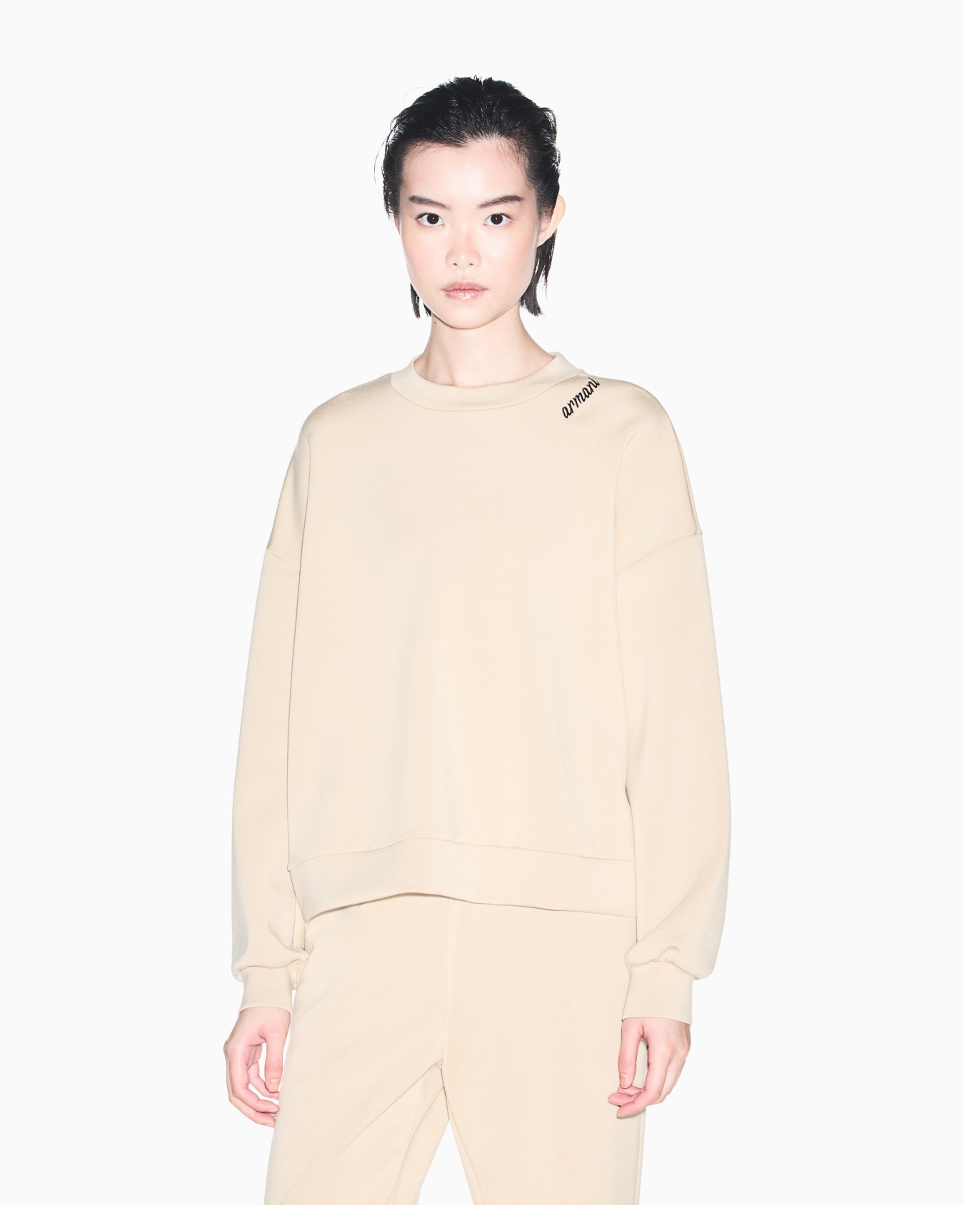 sweatshirt in stretch scuba viscose with hood Slide 3