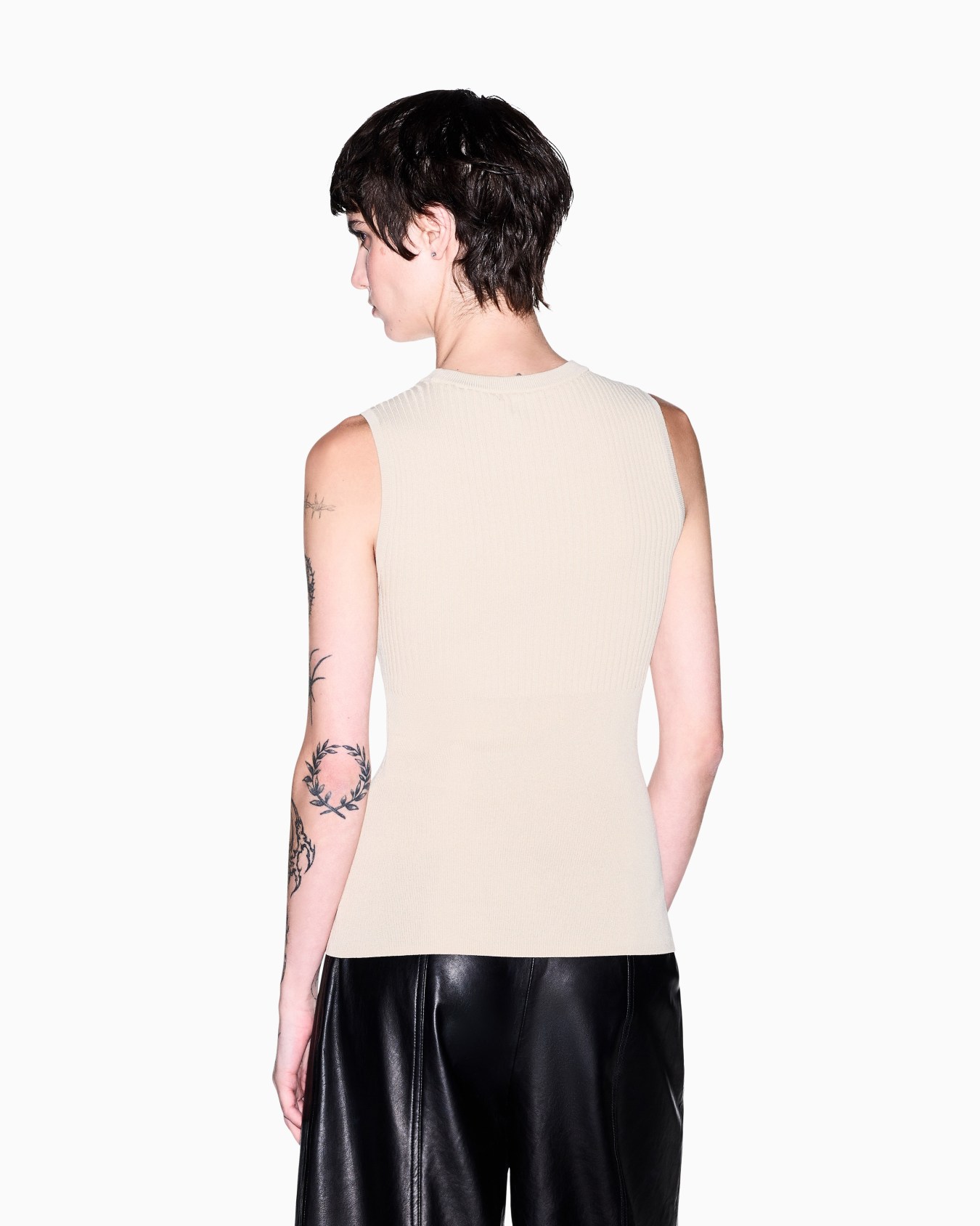 Slim-fit knit top in recycled viscose blend Slide 5