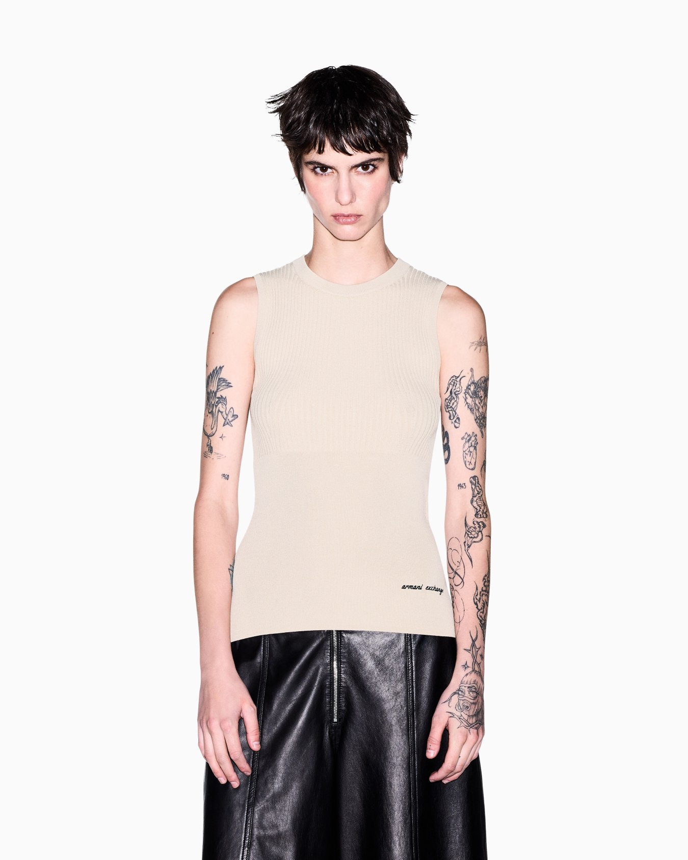 Slim-fit knit top in recycled viscose blend Slide 3