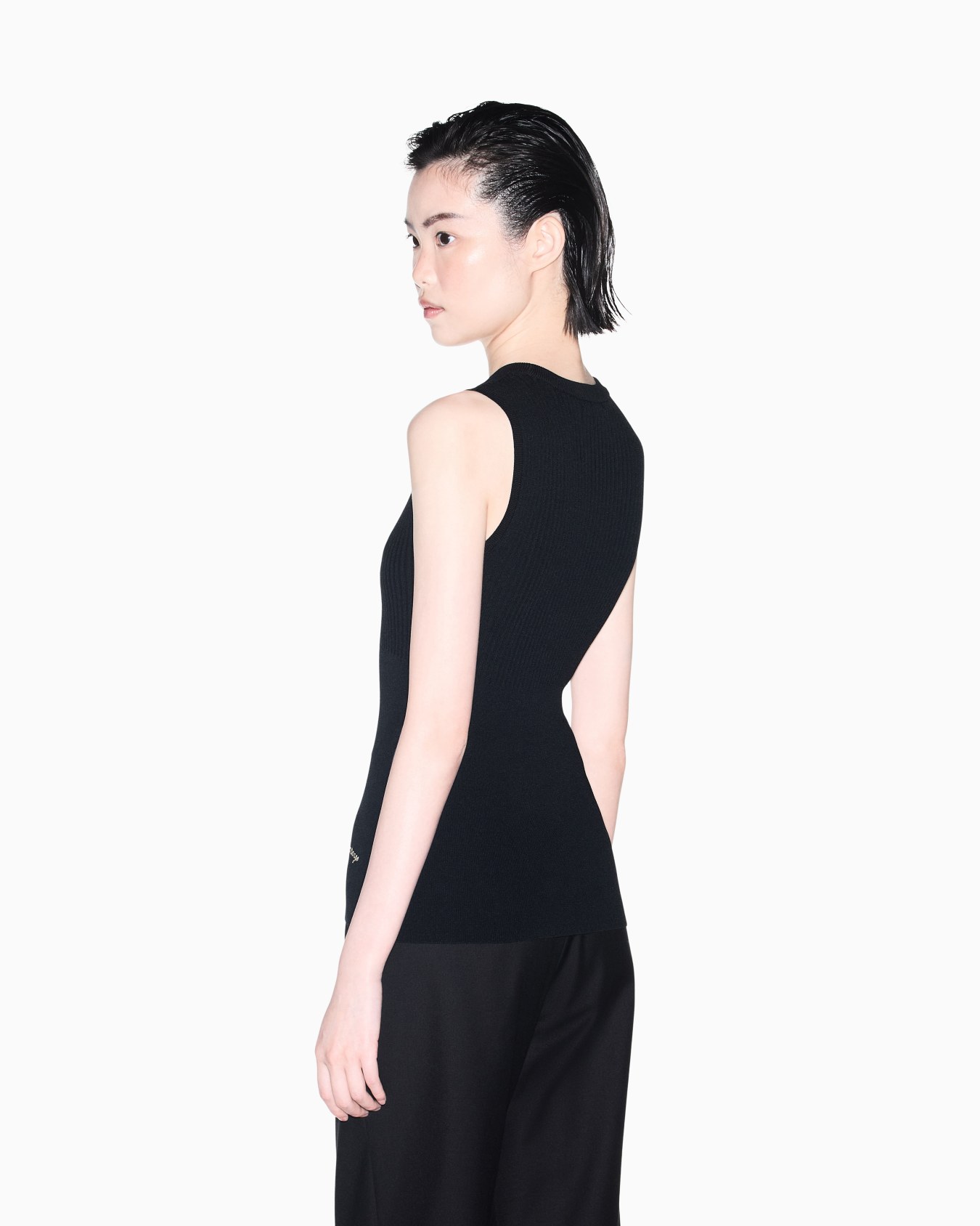 Slim-fit knit top in recycled viscose blend Slide 5