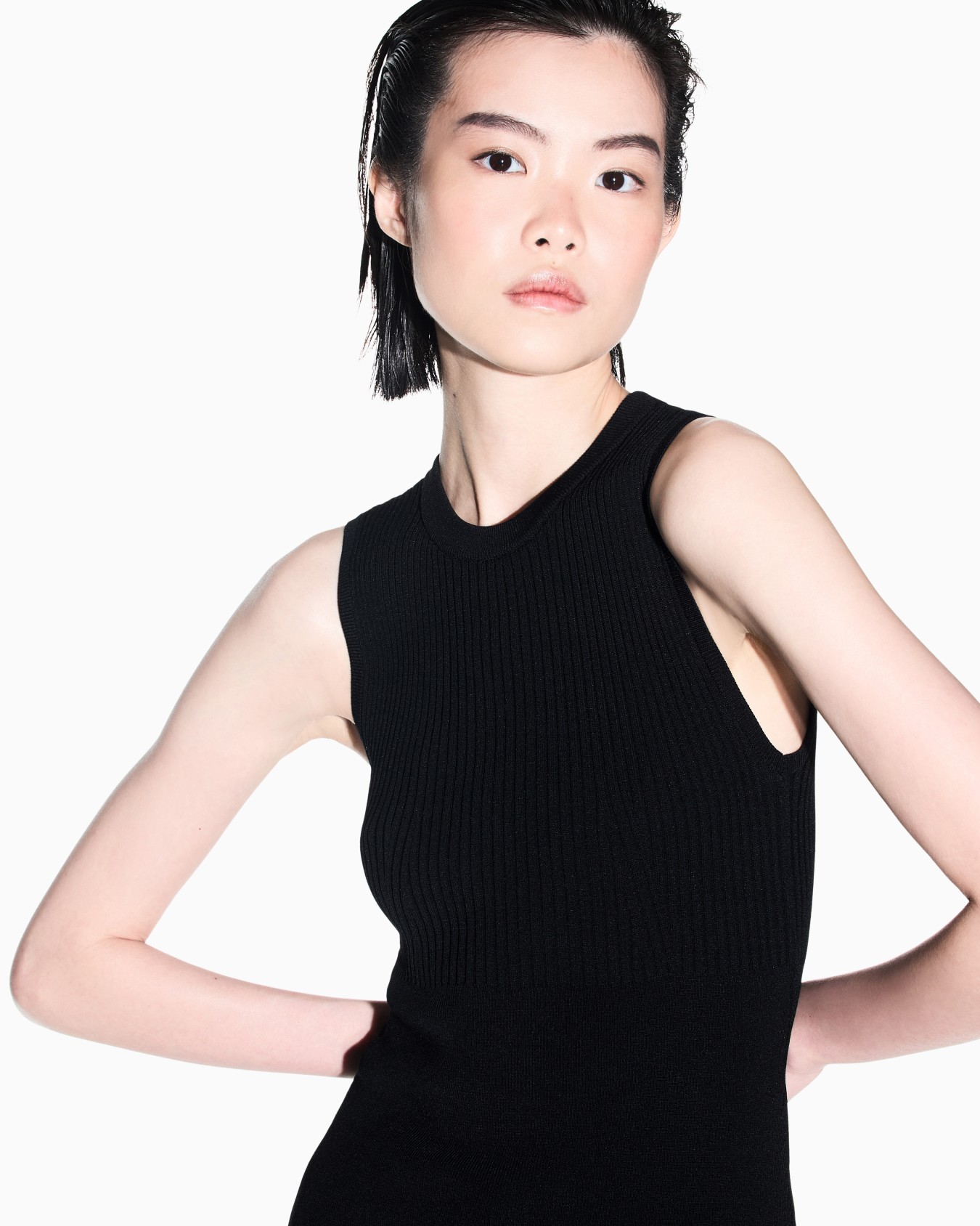 Slim-fit knit top in recycled viscose blend Slide 6