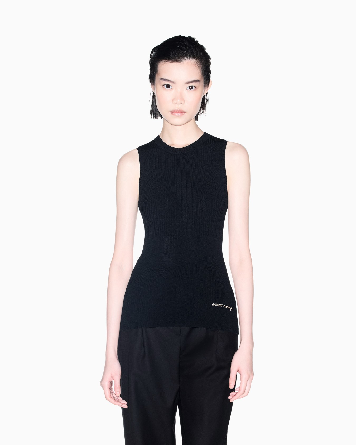 Slim-fit knit top in recycled viscose blend Slide 3