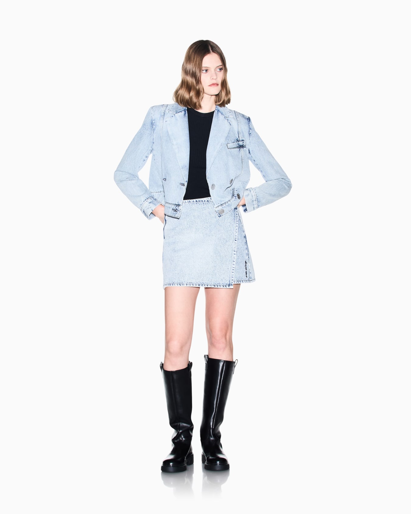 Skirt slim-fit in rigid cotton denim Slide 1