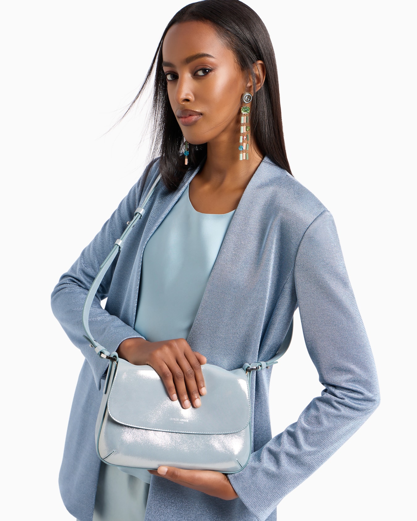 La Prima Soft small baguette bag in shiny nubuck Slide 6