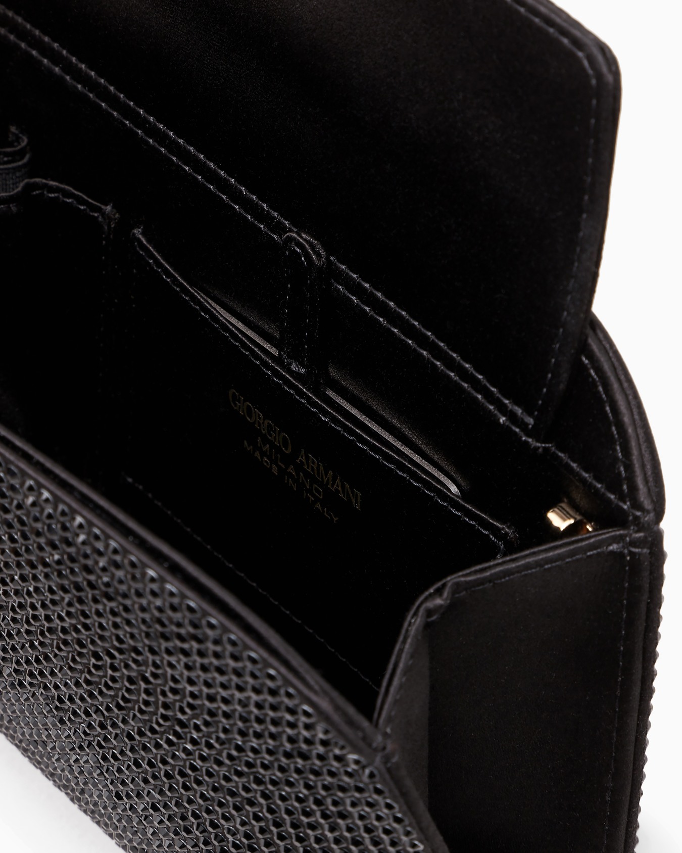 La Prima satin and rhinestone clutch bag Slide 3