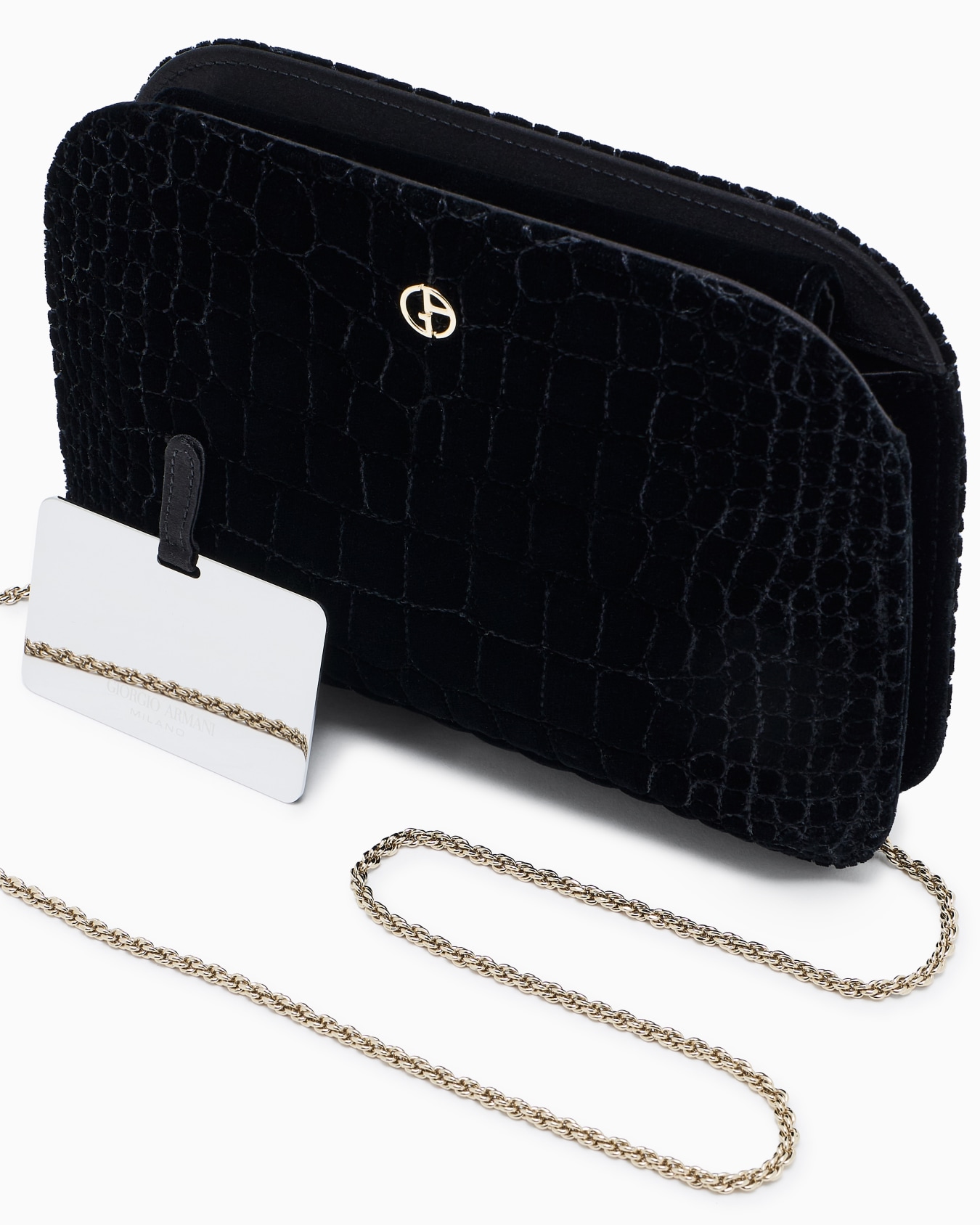 Bolso de mano la Prima de terciopelo acolchado efecto cocodrilo Diapositiva 4