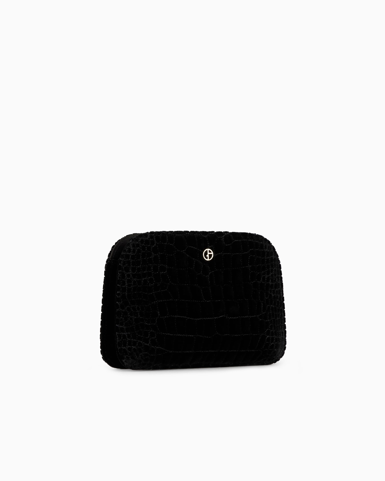 La Prima clutch bag in crocodile-effect quilted velvet Slide 1