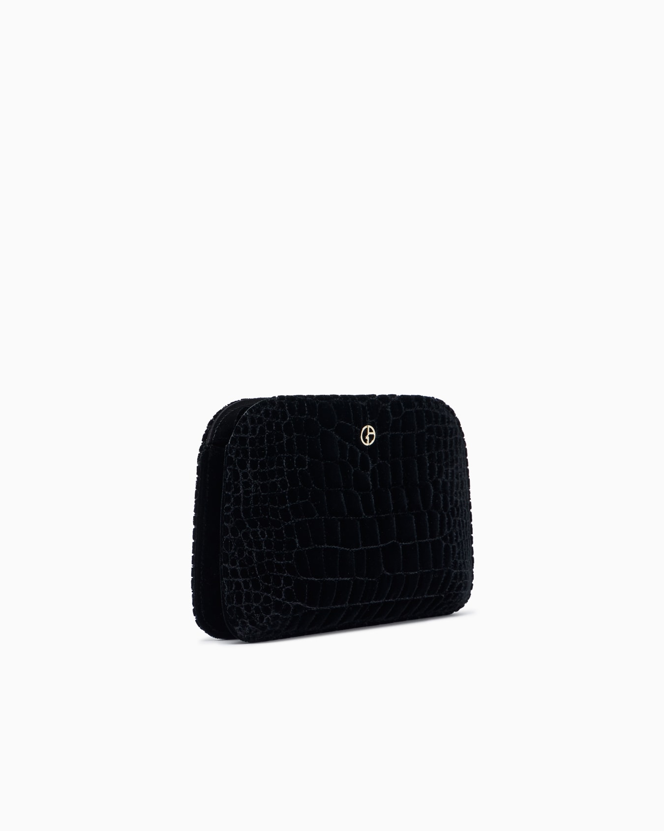 La Prima clutch bag in crocodile-effect quilted velvet Slide 1