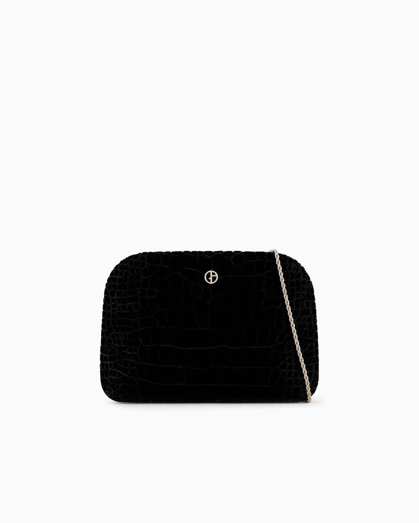 La Prima clutch bag in crocodile-effect quilted velvet Slide 0