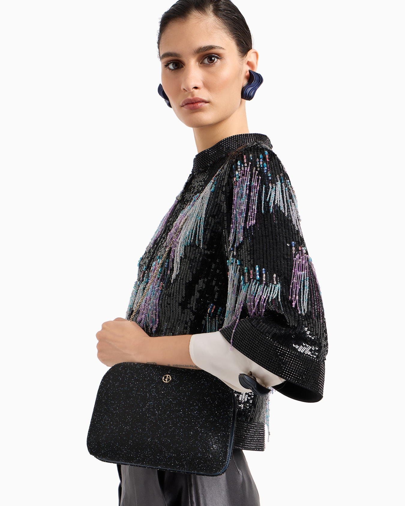 Pochette La Prima en cuir verni et strass Diapositive 6