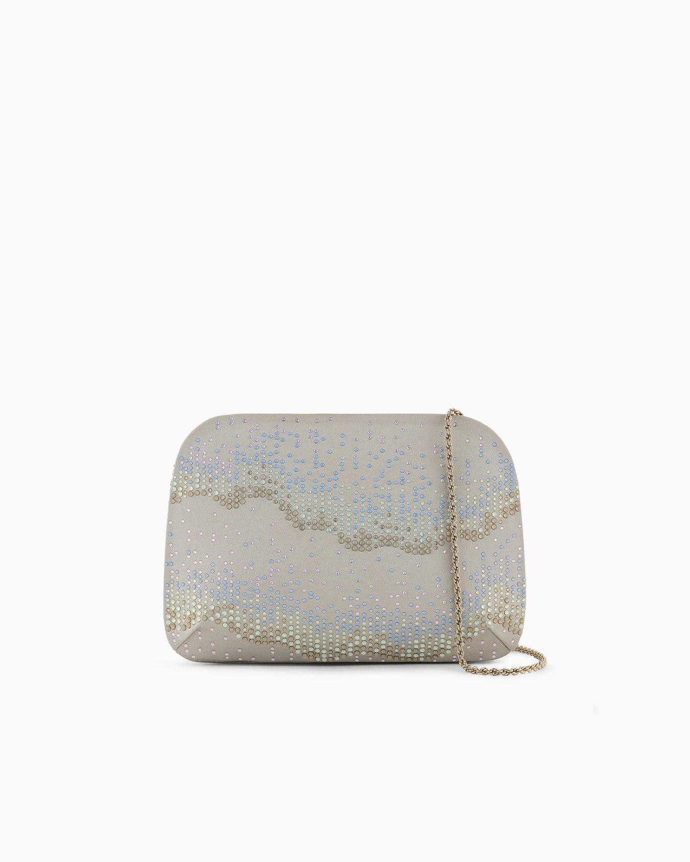 La Prima satin and rhinestone clutch bag with wave motif Slide 0