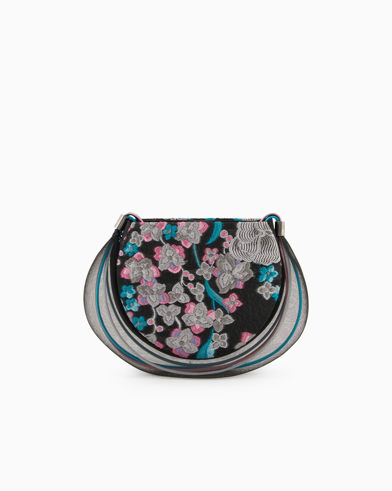 Velvet clutch bag with trailing floral embroidery and crinoline Slide 2