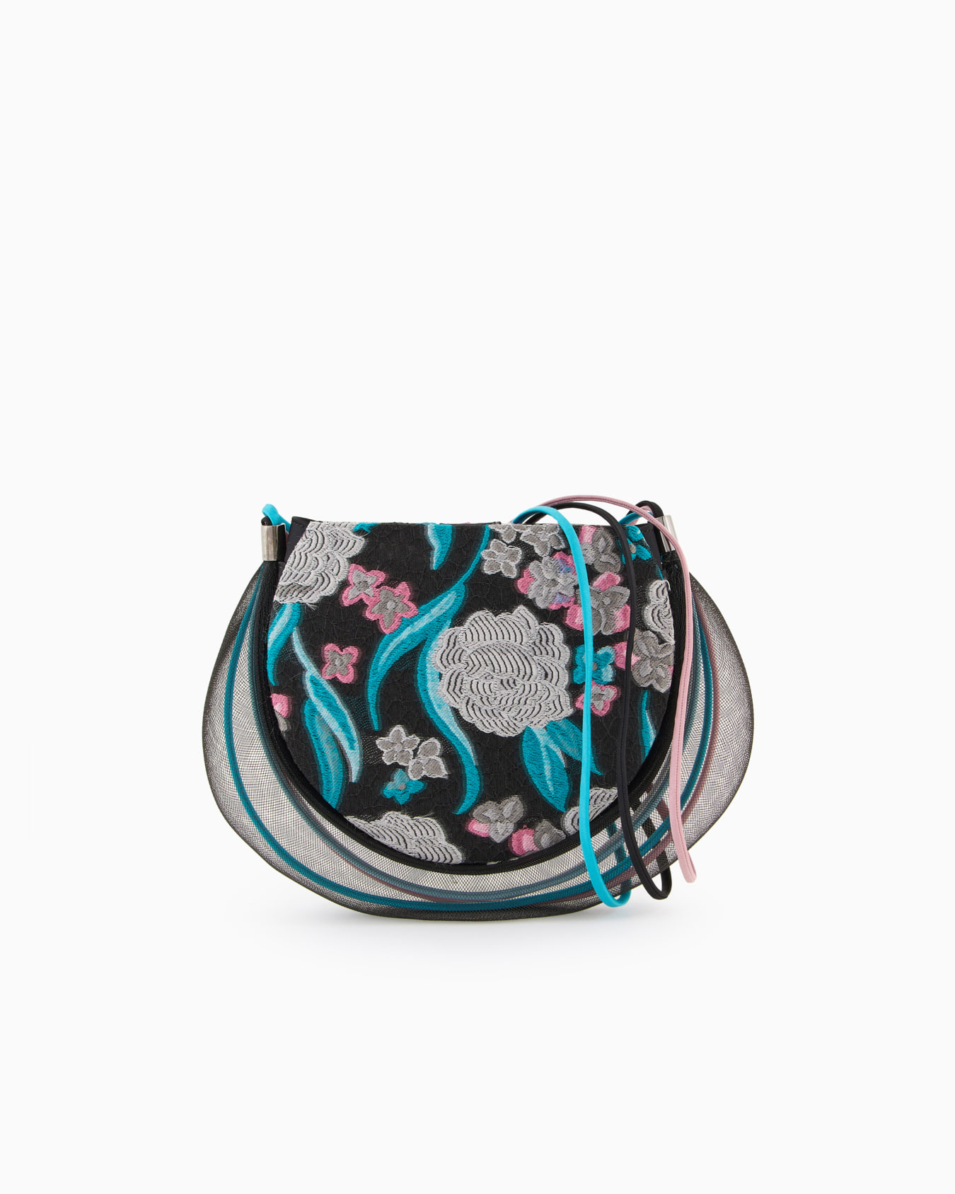 Velvet clutch bag with trailing floral embroidery and crinoline Slide 0