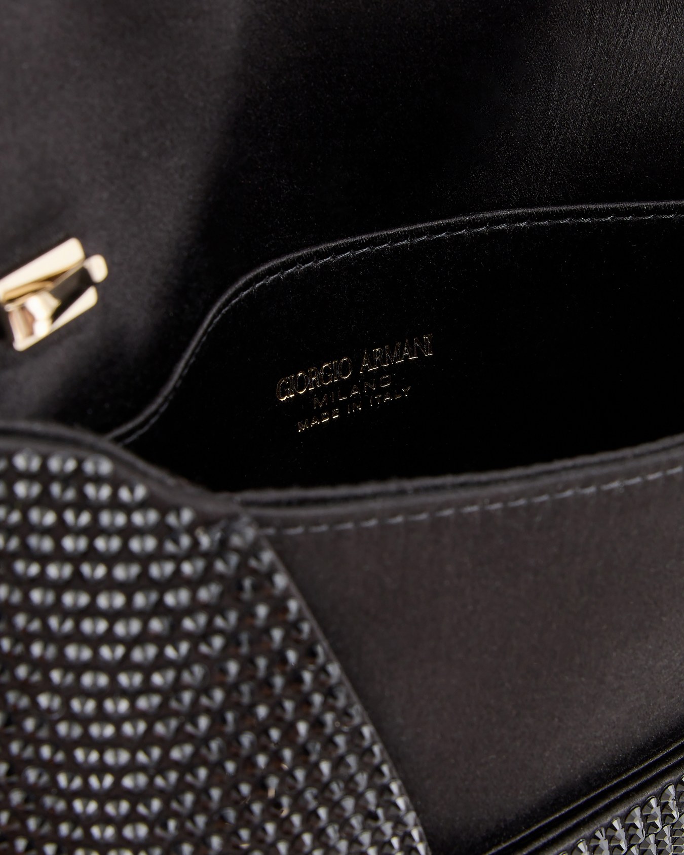 Clutch piccola in raso e strass Slide 3