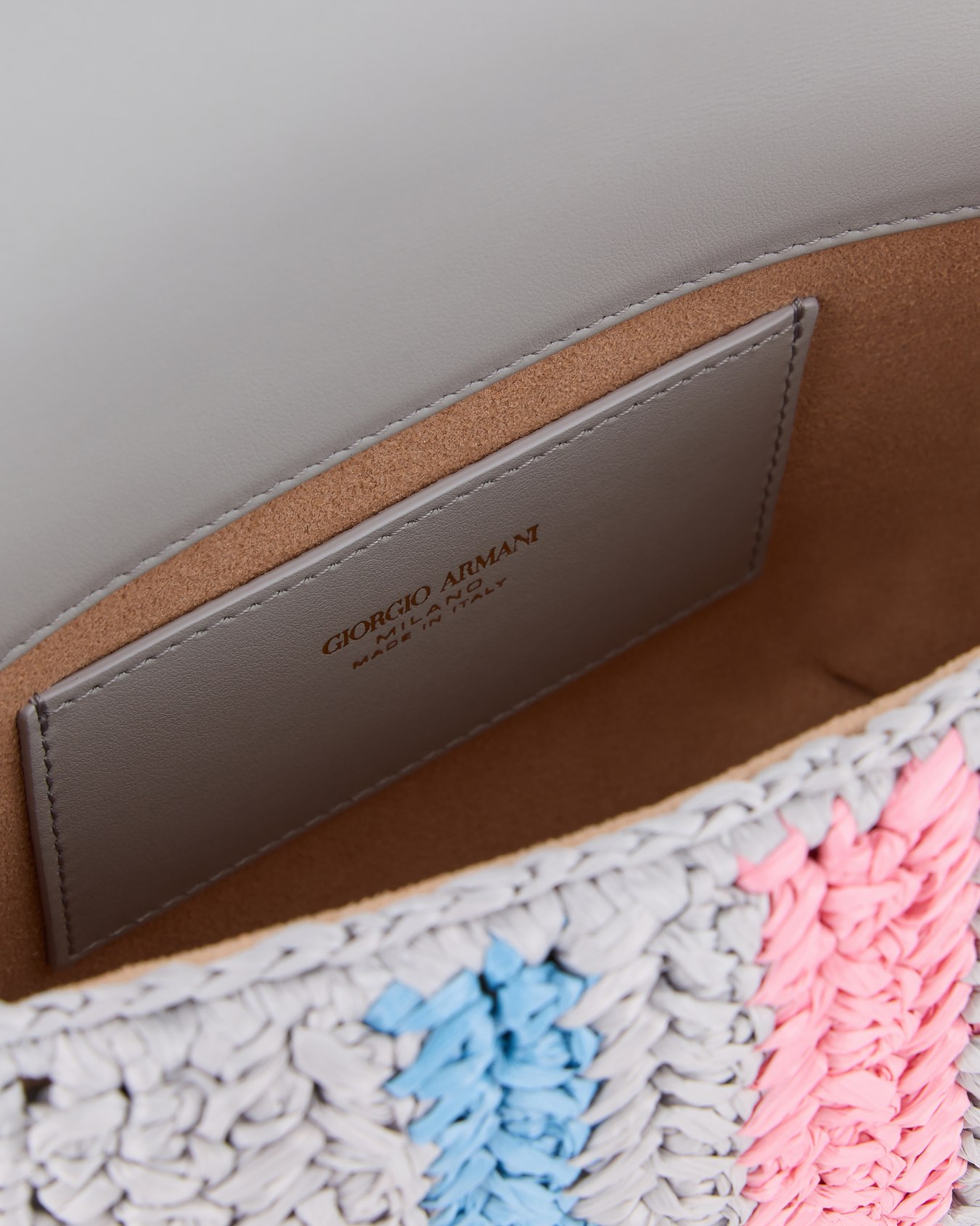 Striped woven raffia la Prima bag with webbing shoulder strap Slide 3