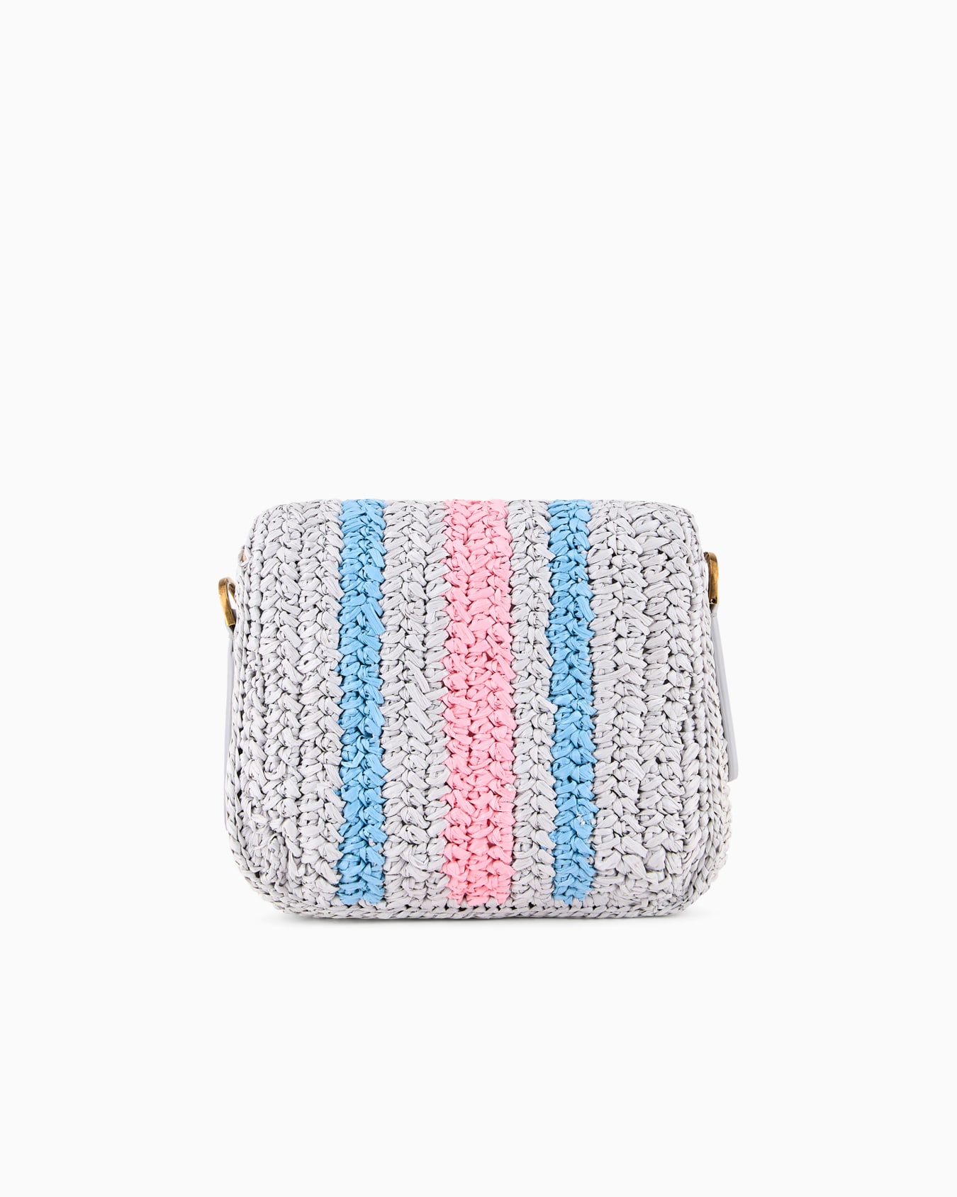 Striped woven raffia la Prima bag with webbing shoulder strap Slide 2