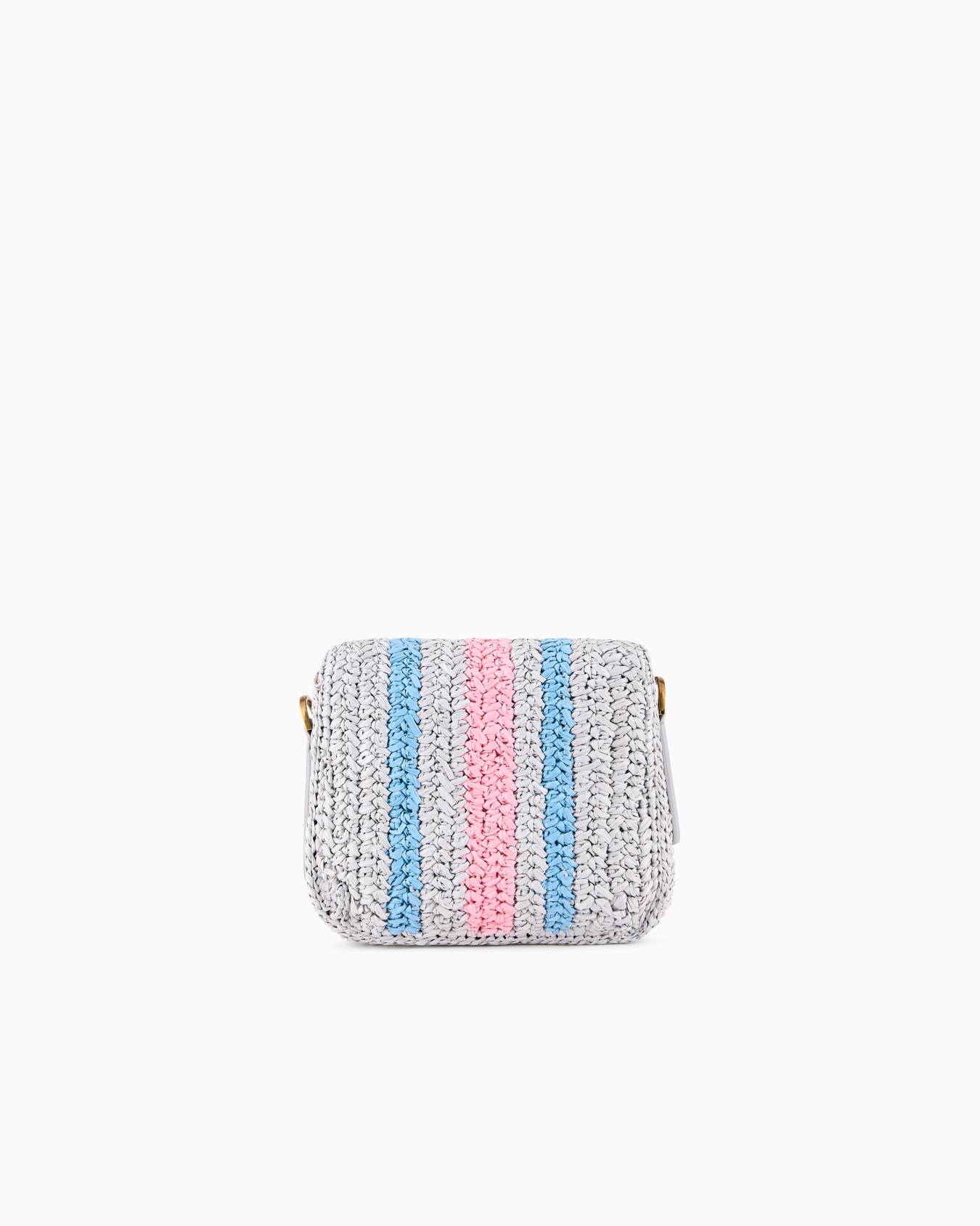 Striped woven raffia la Prima bag with webbing shoulder strap Diapositiva 2
