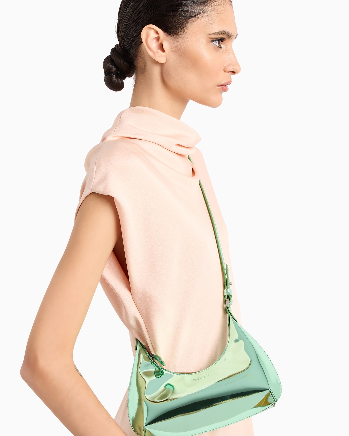 Lamé-leather la Prima mini hobo bag Slide 6