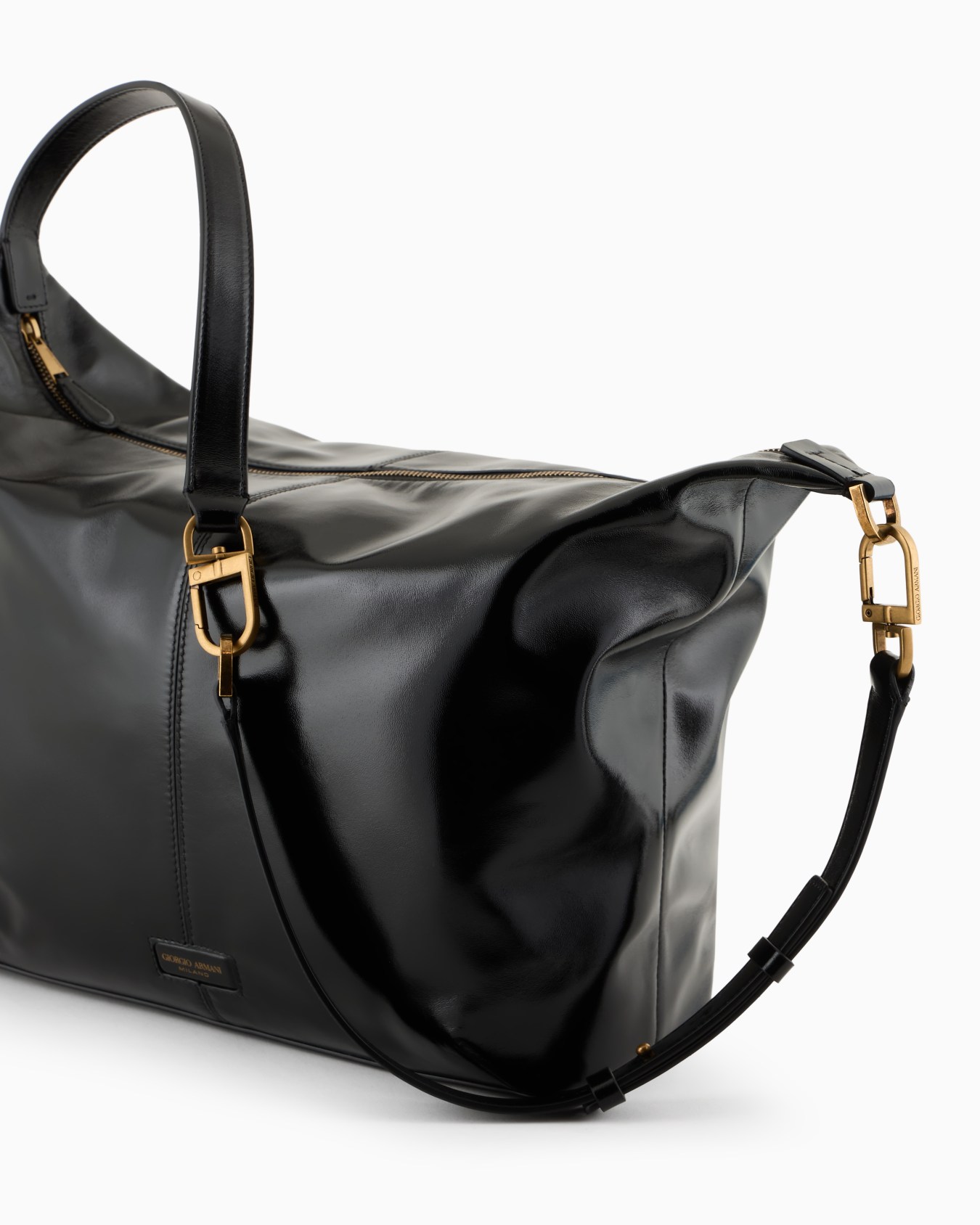 ジョルジオ アルマーニ ラ プリマ ソフト ホーボーバッグ パテントナッパレザー ラージ スライドする 4