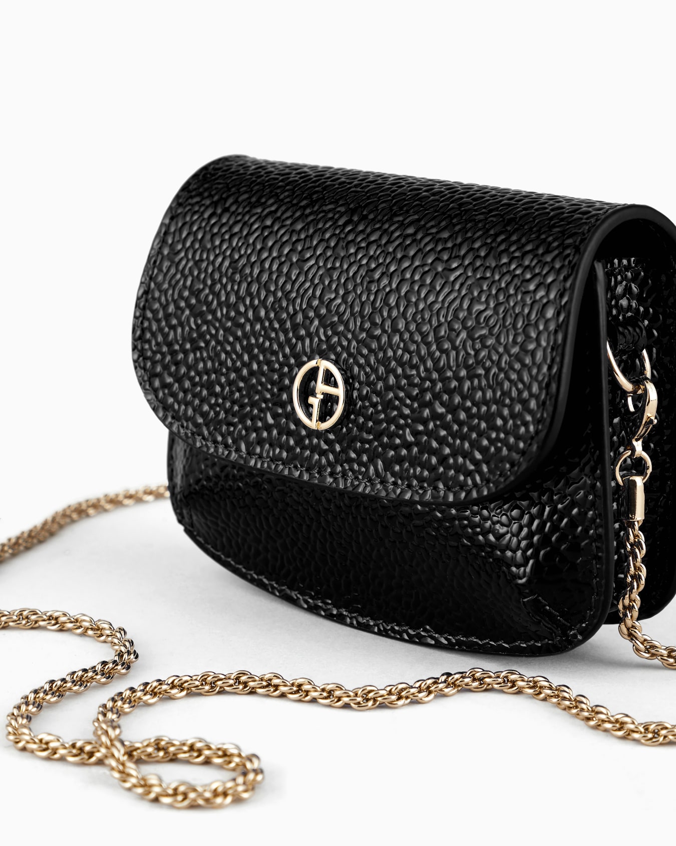La Prima pebbled patent-leather mini bag with charm Slide 4