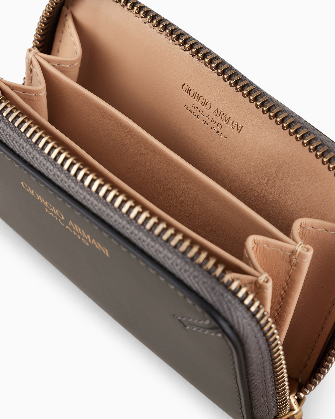 La Prima lamé-leather mini card holder with wraparound zip Slide 2