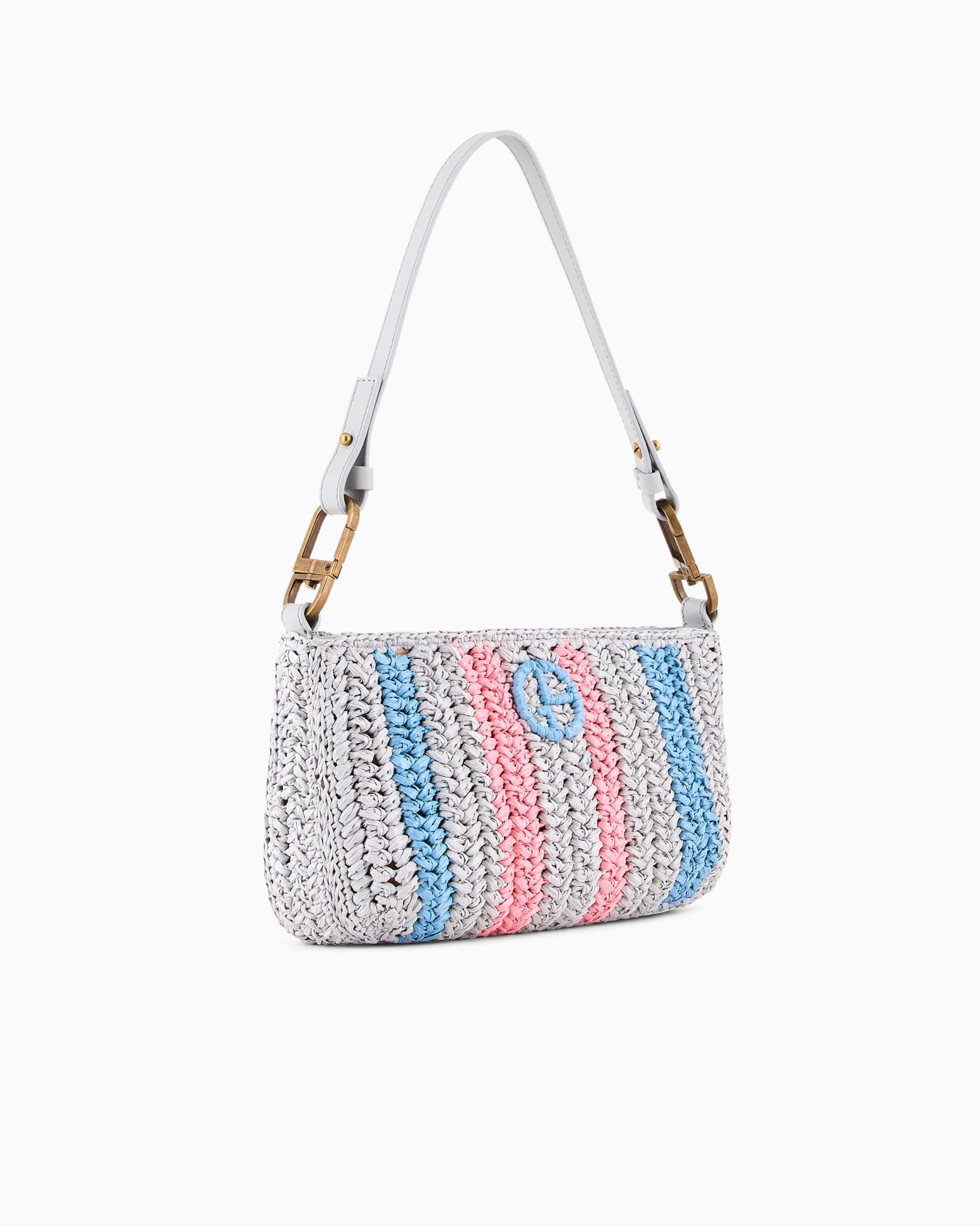 la Prima small shoulder bag in woven raffia Slide 1