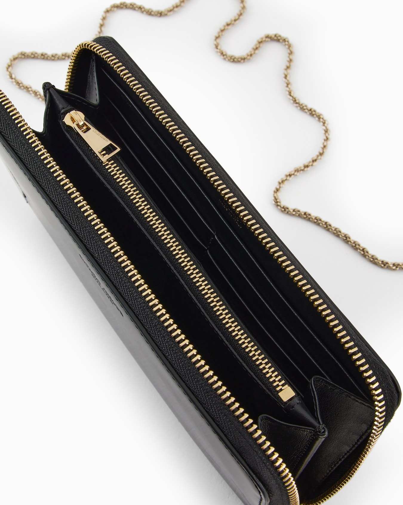 Portafogli ziparound la Prima in vernice con tracolla in strass Slide 2