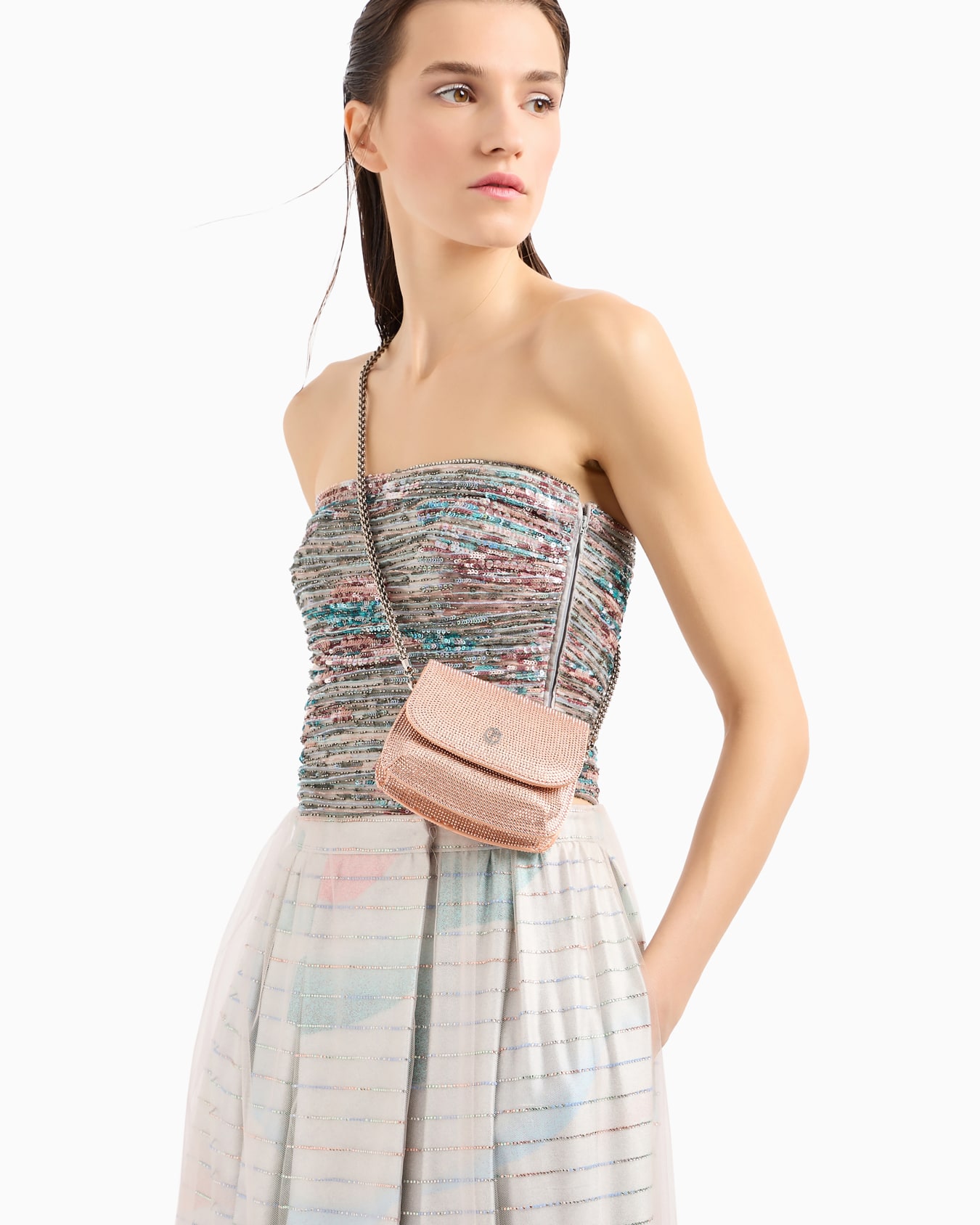 La Prima satin and micro studs mini bag Slide 5