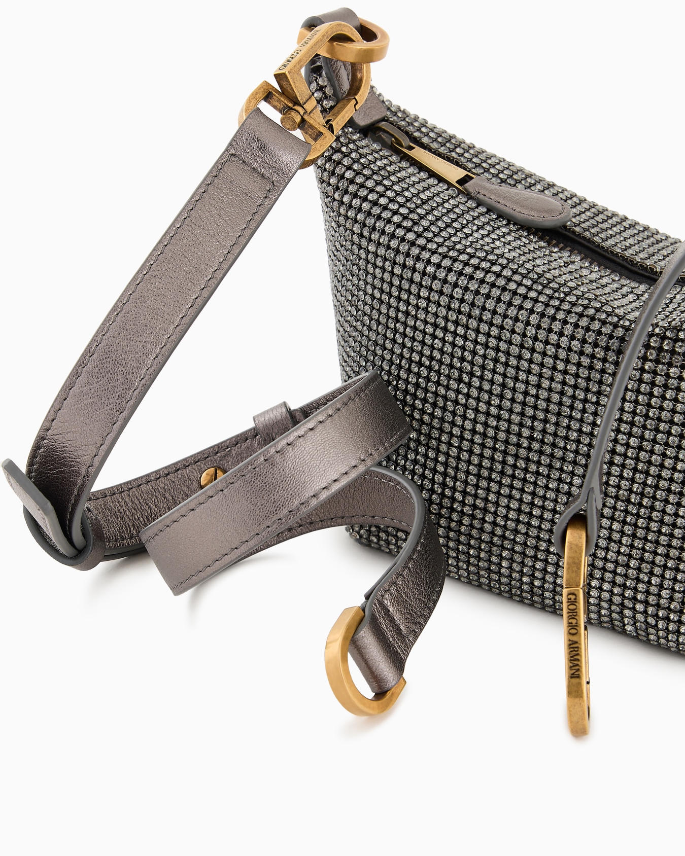 La Prima Soft mini handbag in metallic knit with rhinestones Diapositiva 4