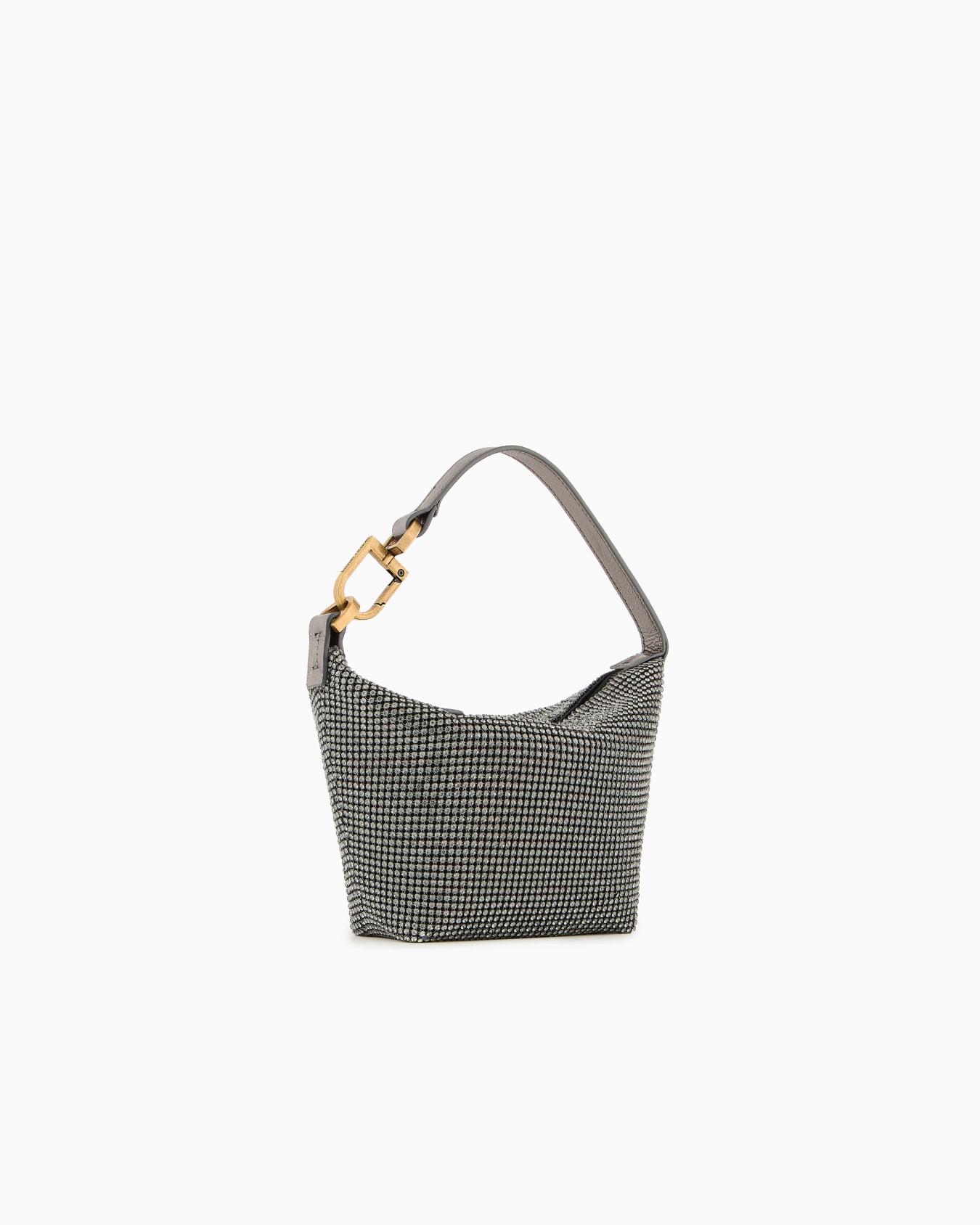 La Prima Soft mini handbag in metallic knit with rhinestones Diapositiva 1