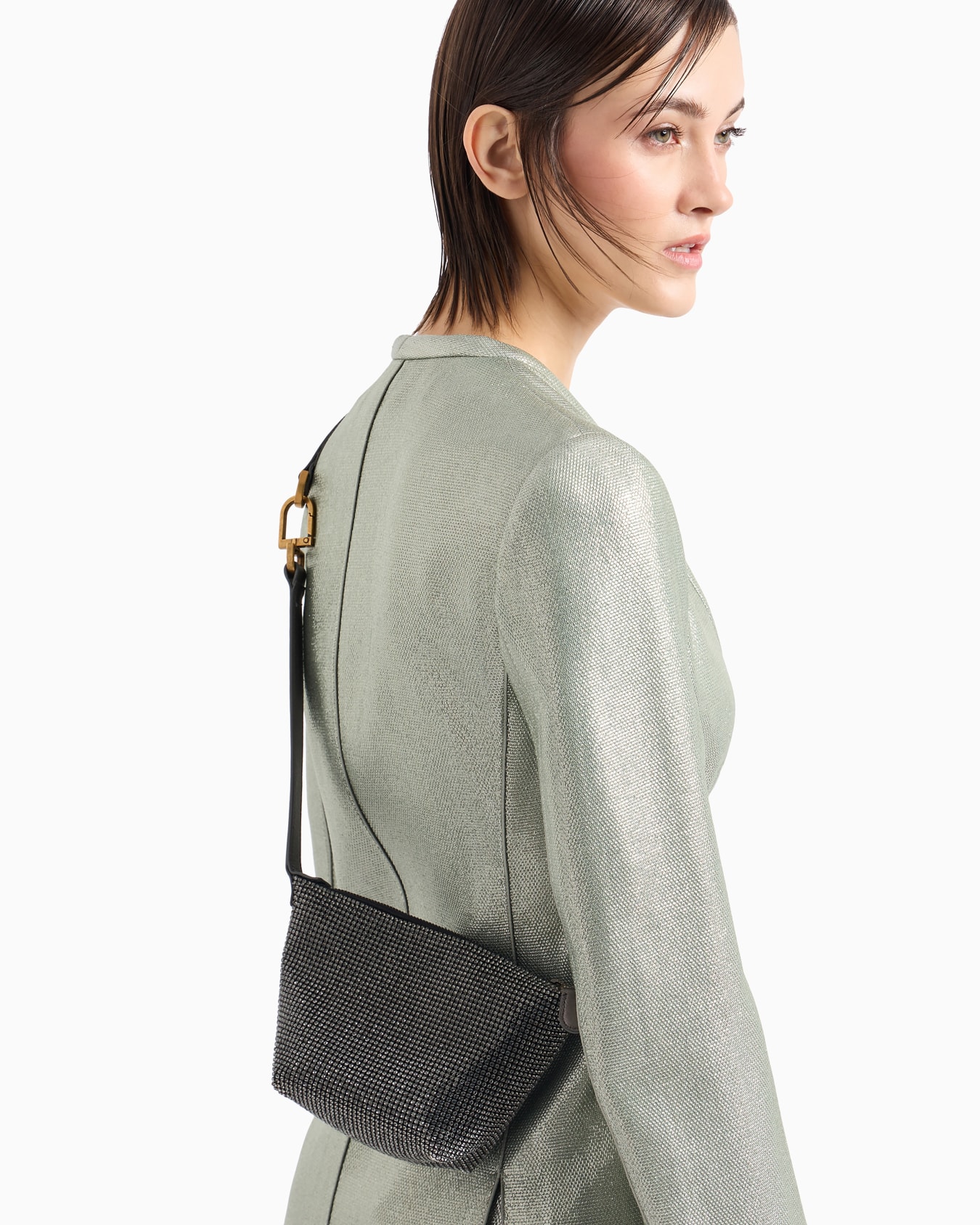 La Prima Soft mini handbag in metallic knit with rhinestones Diapositiva 6