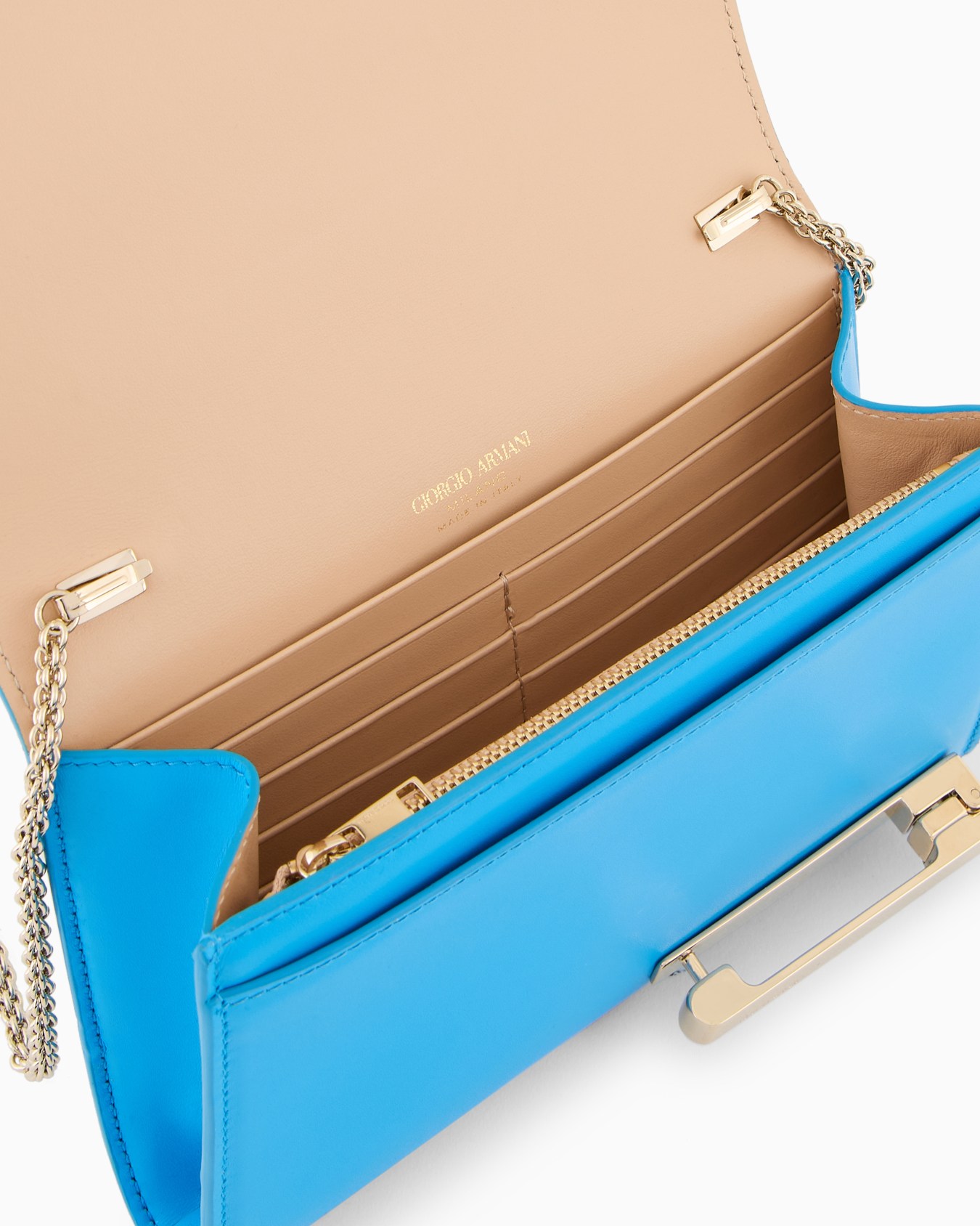 Leather clutch bag with shoulder strap Slide 3