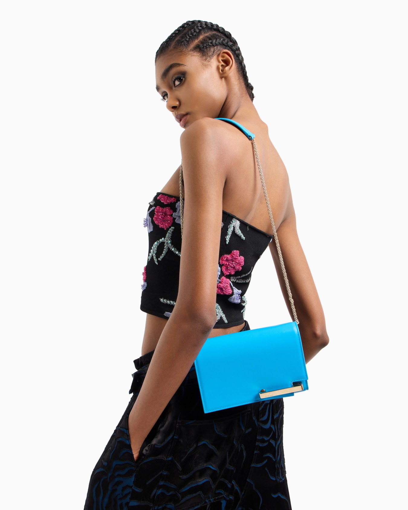 Leather clutch bag with shoulder strap Slide 5