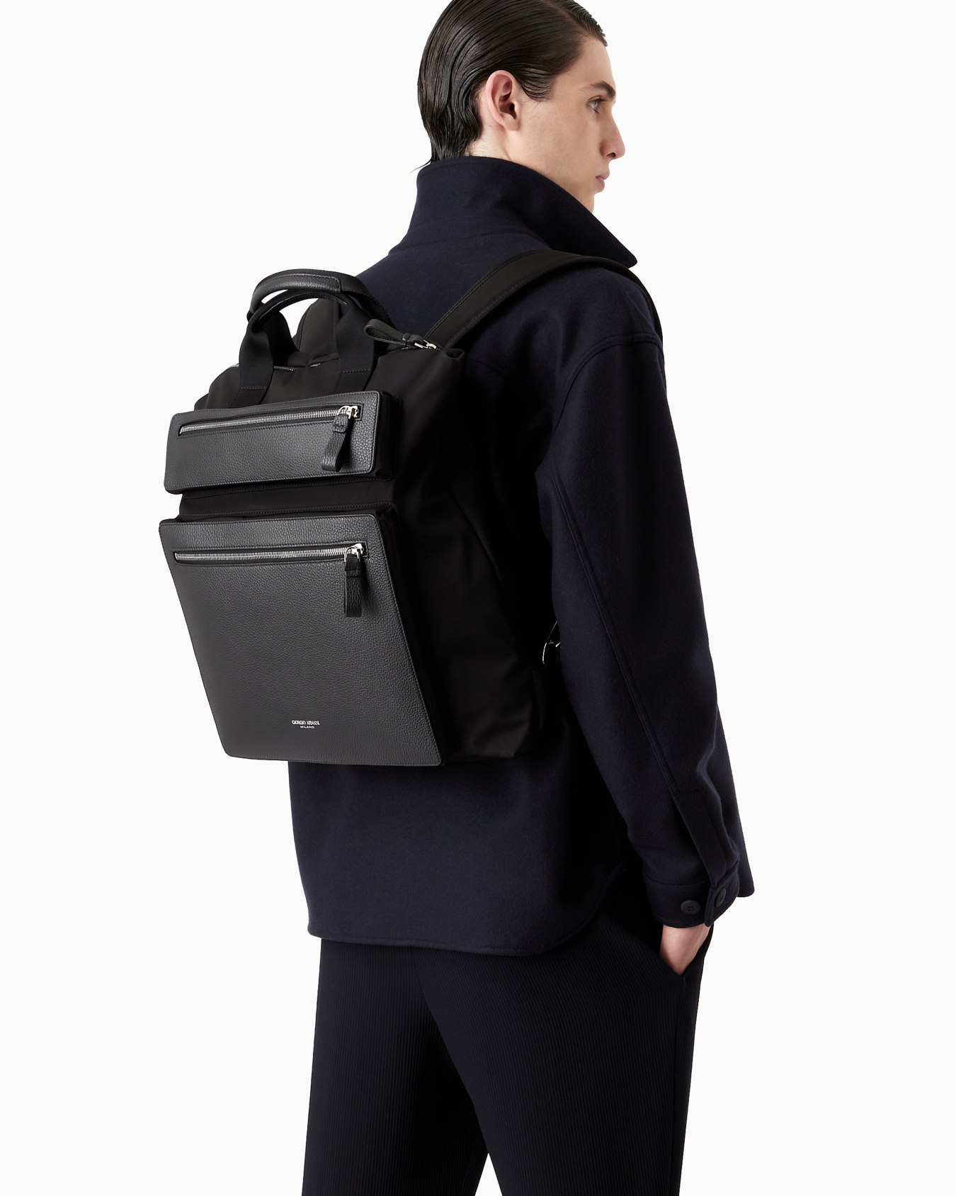 ASV convertible shopper bag in nylon and pebbled leather Slide 5