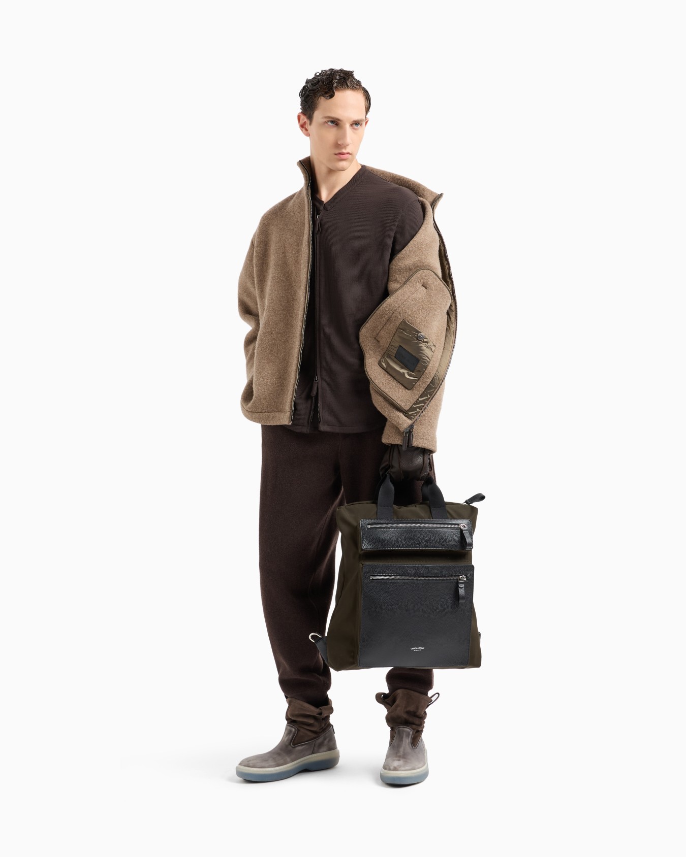 ASV convertible shopper bag in nylon and pebbled leather Slide 5