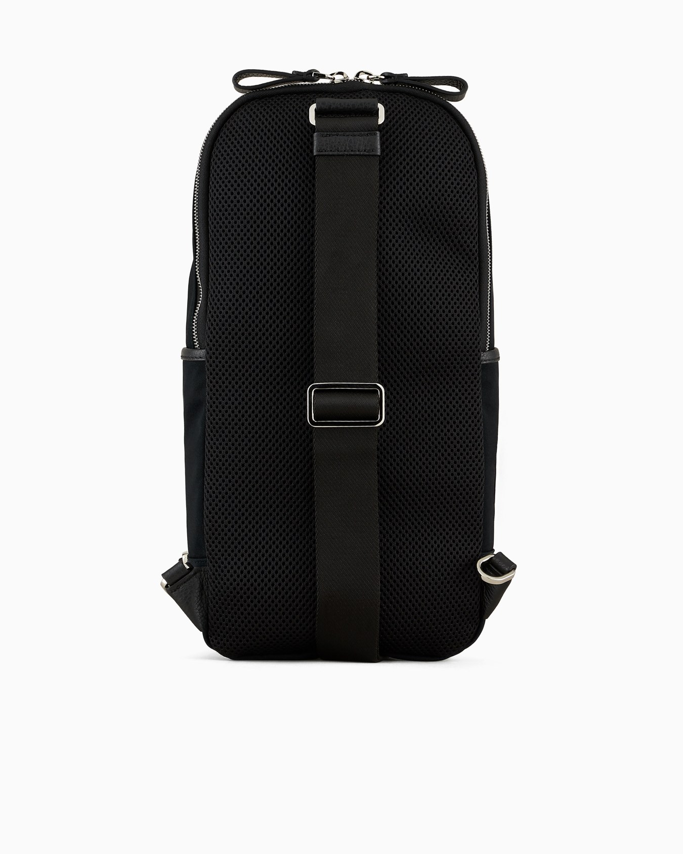 Zaino monospalla in nylon e pelle granata Slide 2