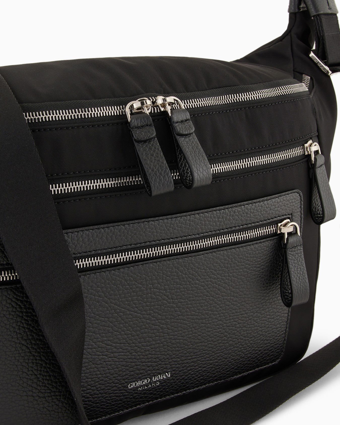 Bolso bandolera grande de nailon y cuero plena flor ASV Diapositiva 4