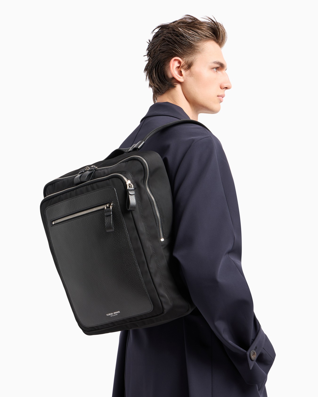 ASV nylon and pebbled-leather backpack Slide 6