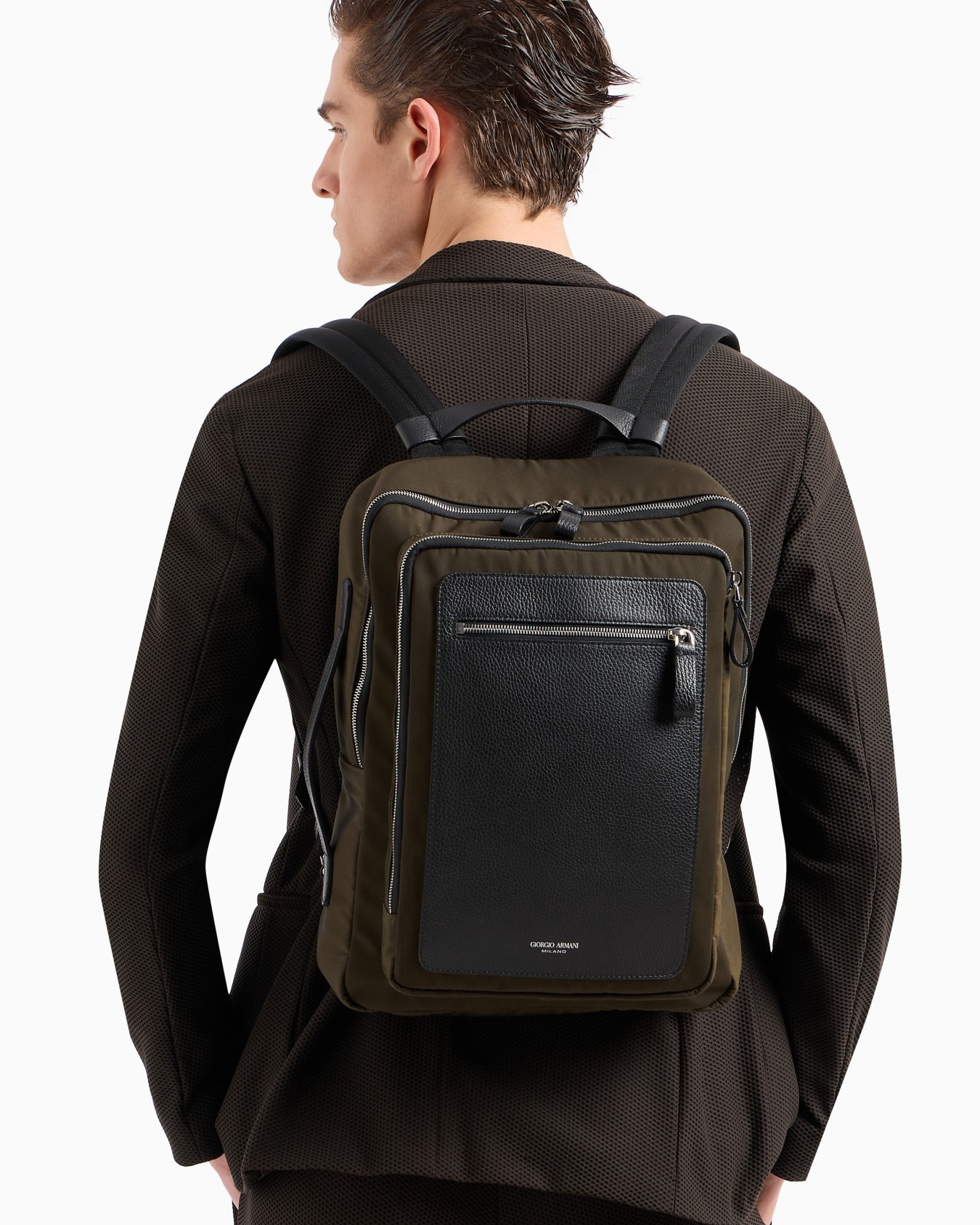 ASV nylon and pebbled-leather backpack Slide 6